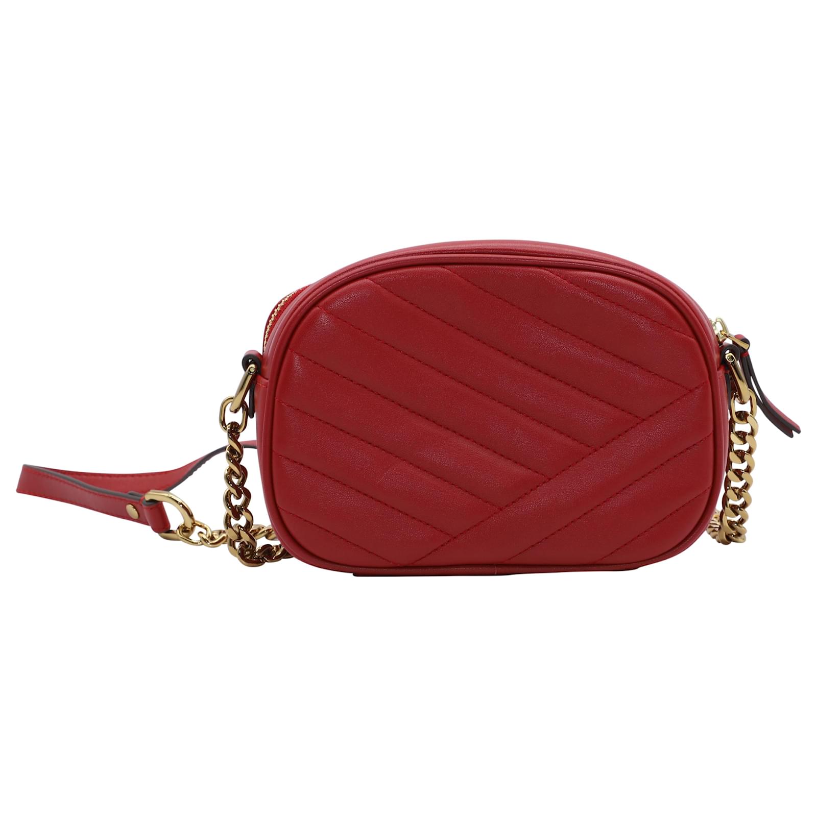 Tory Burch Kira Chevron Small Camera Bag in Red Leather ref.518630