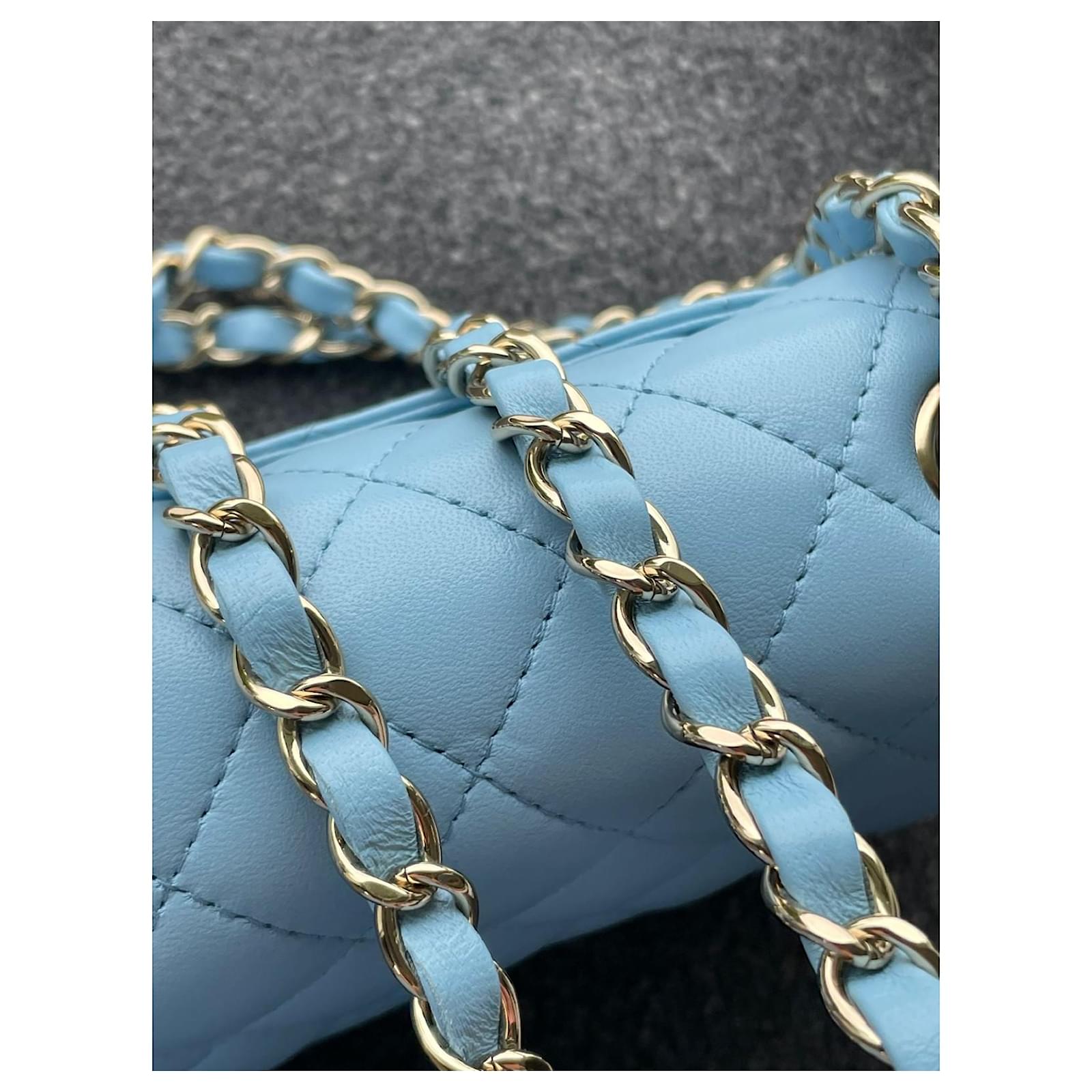 Chanel Blue grained calfskin clutch gold hardware