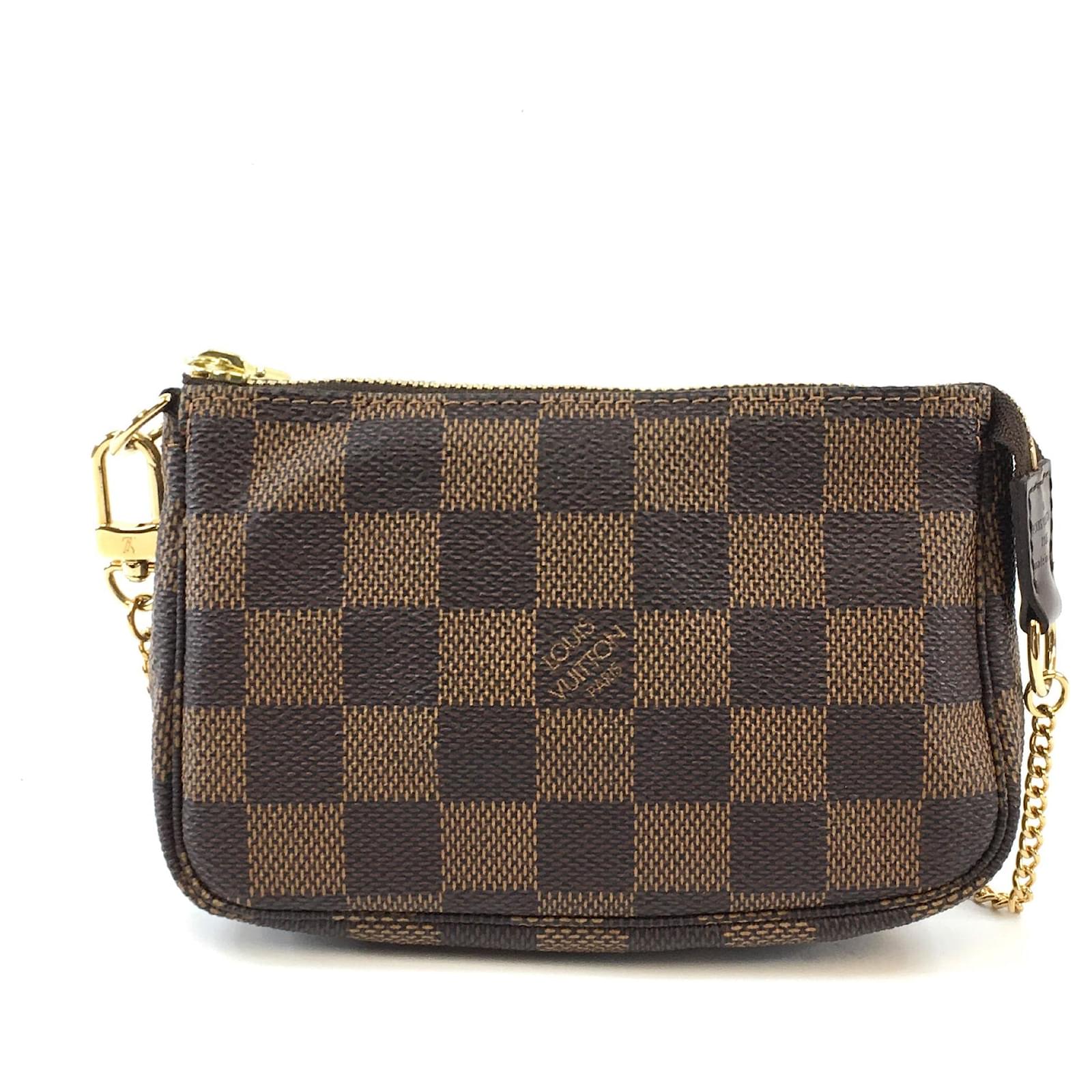 Louis Vuitton Accessories Pochette Mini Chain Strap Damier Ébène Canvas  Brown Leather ref.519456 - Joli Closet