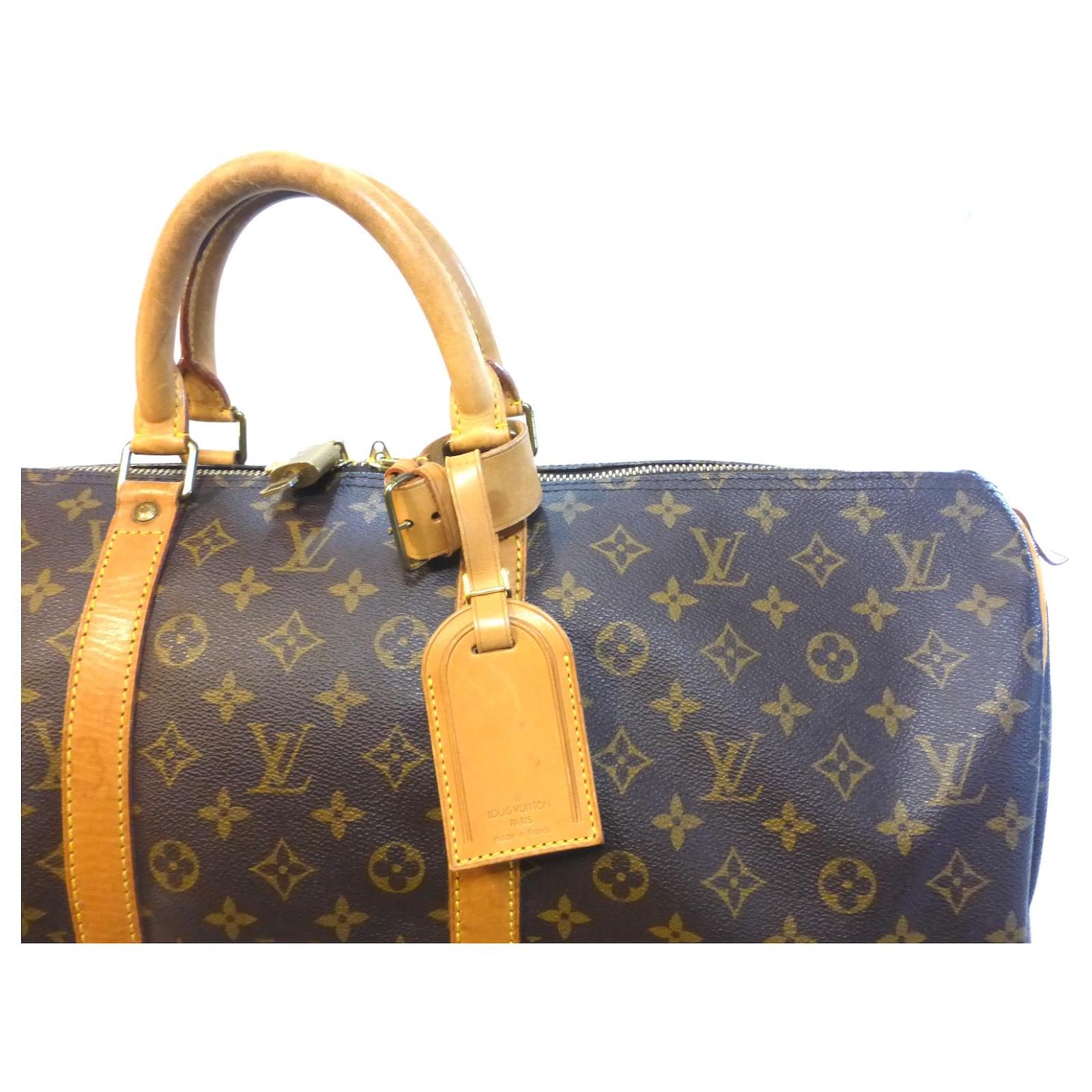 Louis Vuitton keepall 55 Monogram Brown Leather ref.536990 - Joli Closet