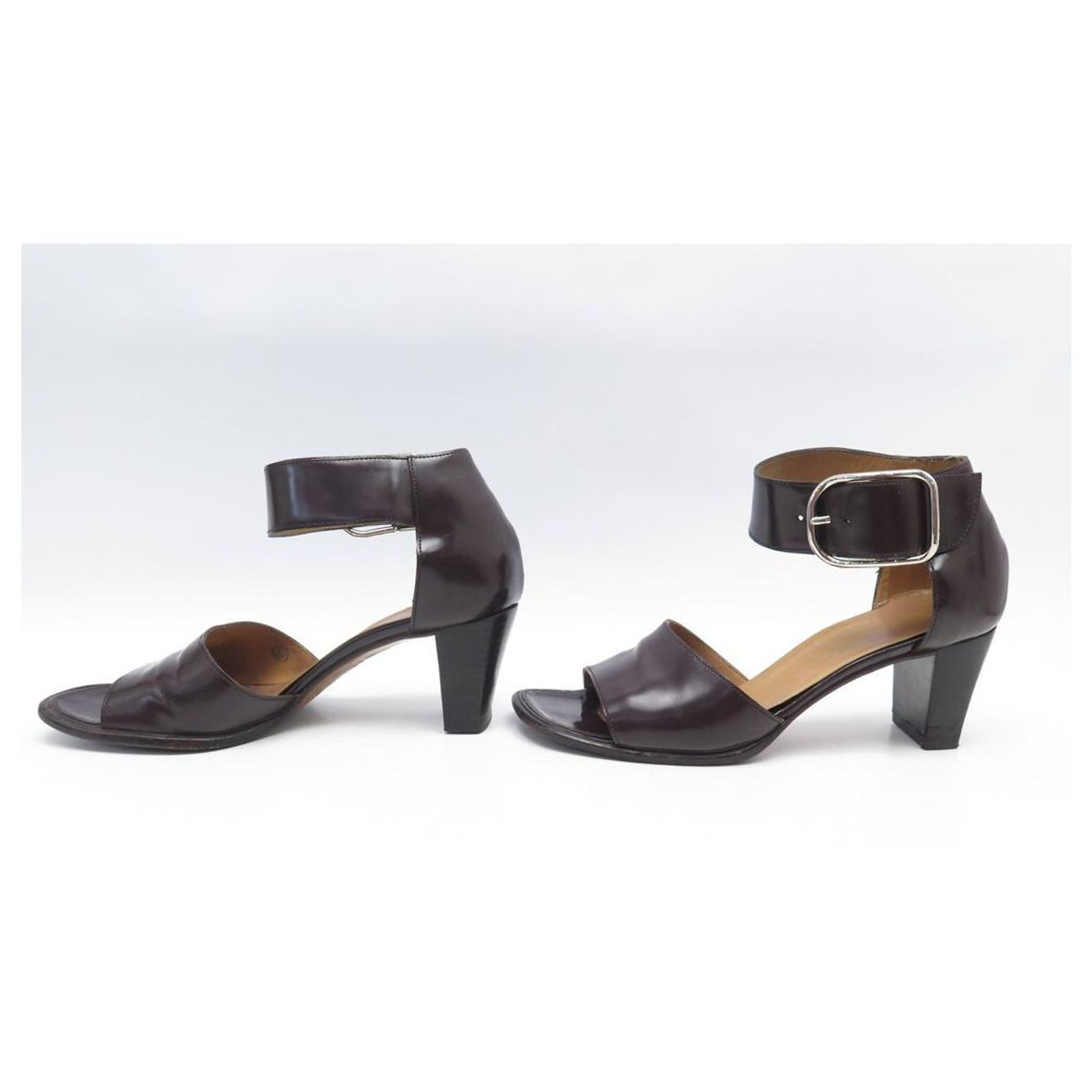 Sandales Hermès Femme En Cuir Noir - Taille 38 - Avec Boîte (occasion Très Bon état)