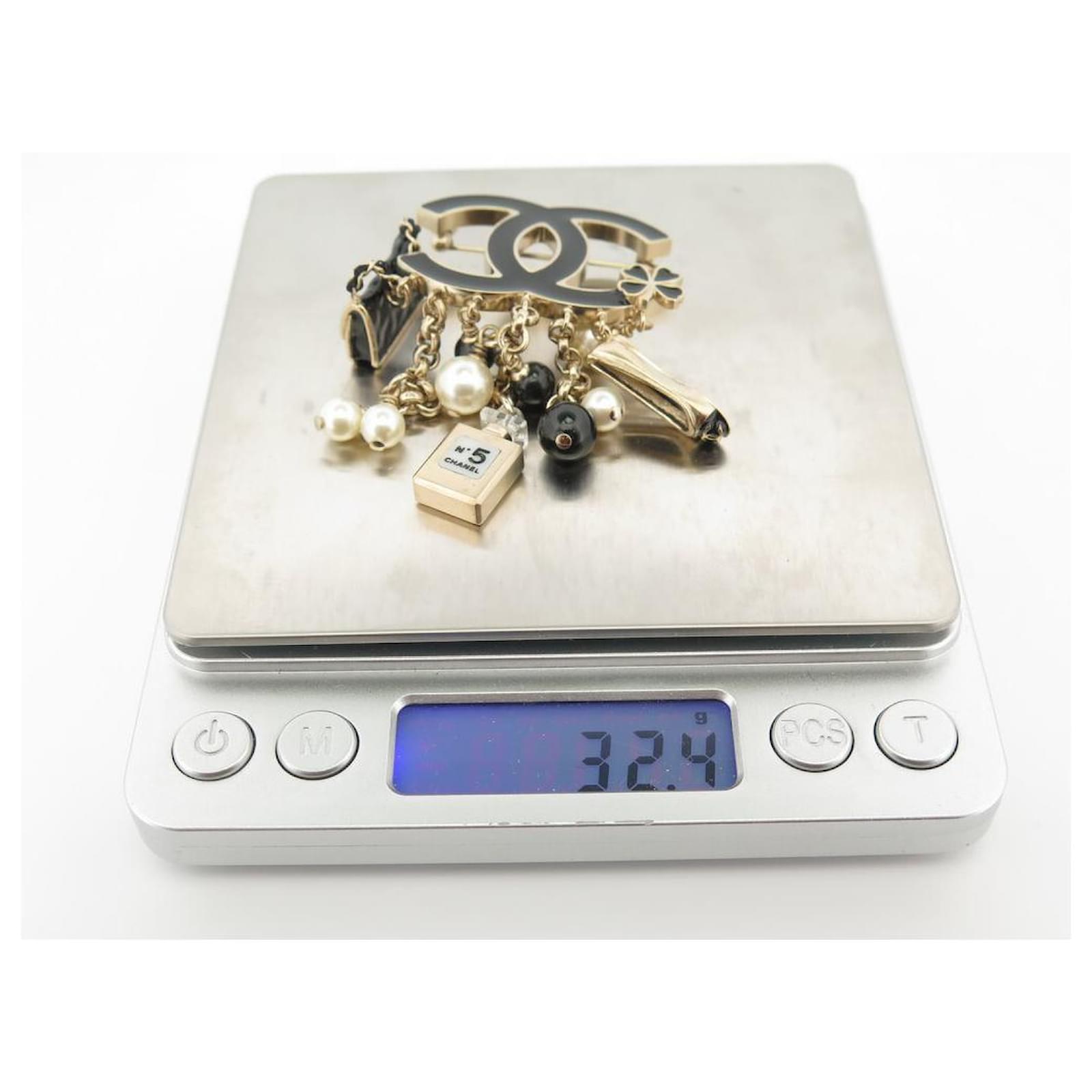 Chanel Vintage Gold Metal Rhinestone CC Charm Evening Pin Brooch in Box