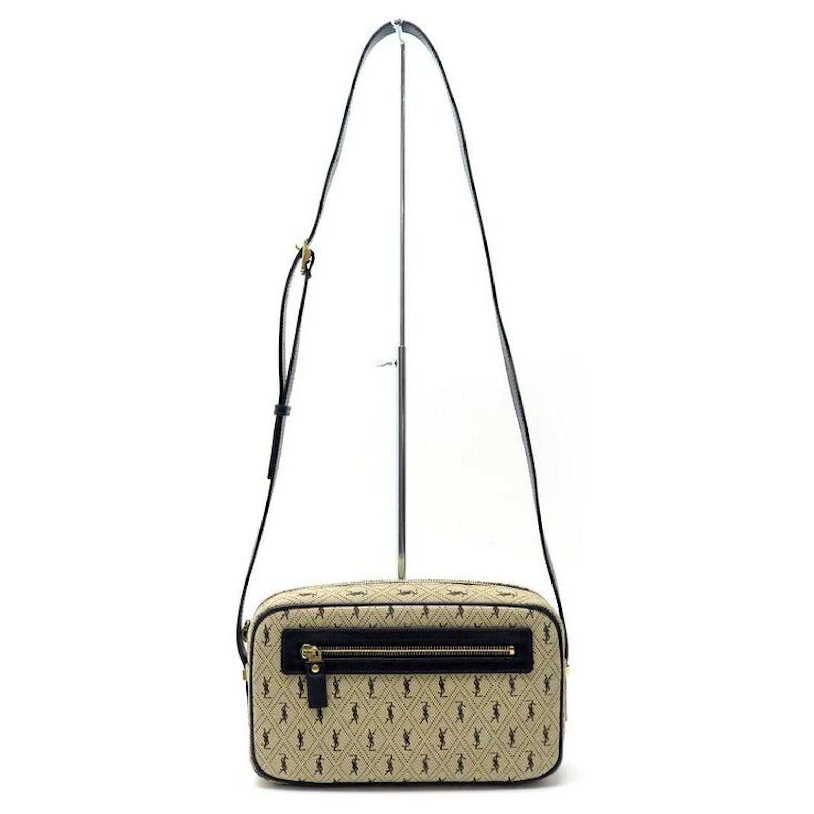 NEW SAINT LAURENT CAMERA MONOGRAM HANDBAG 568608 canvas shoulder strap  Beige Cloth ref.521349 - Joli Closet