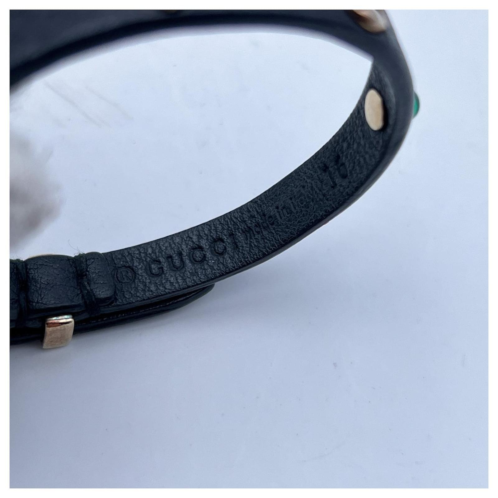 Gucci Black Leather Belt Bracelet Studs and Cabochon Size 16 ref.521368 -  Joli Closet