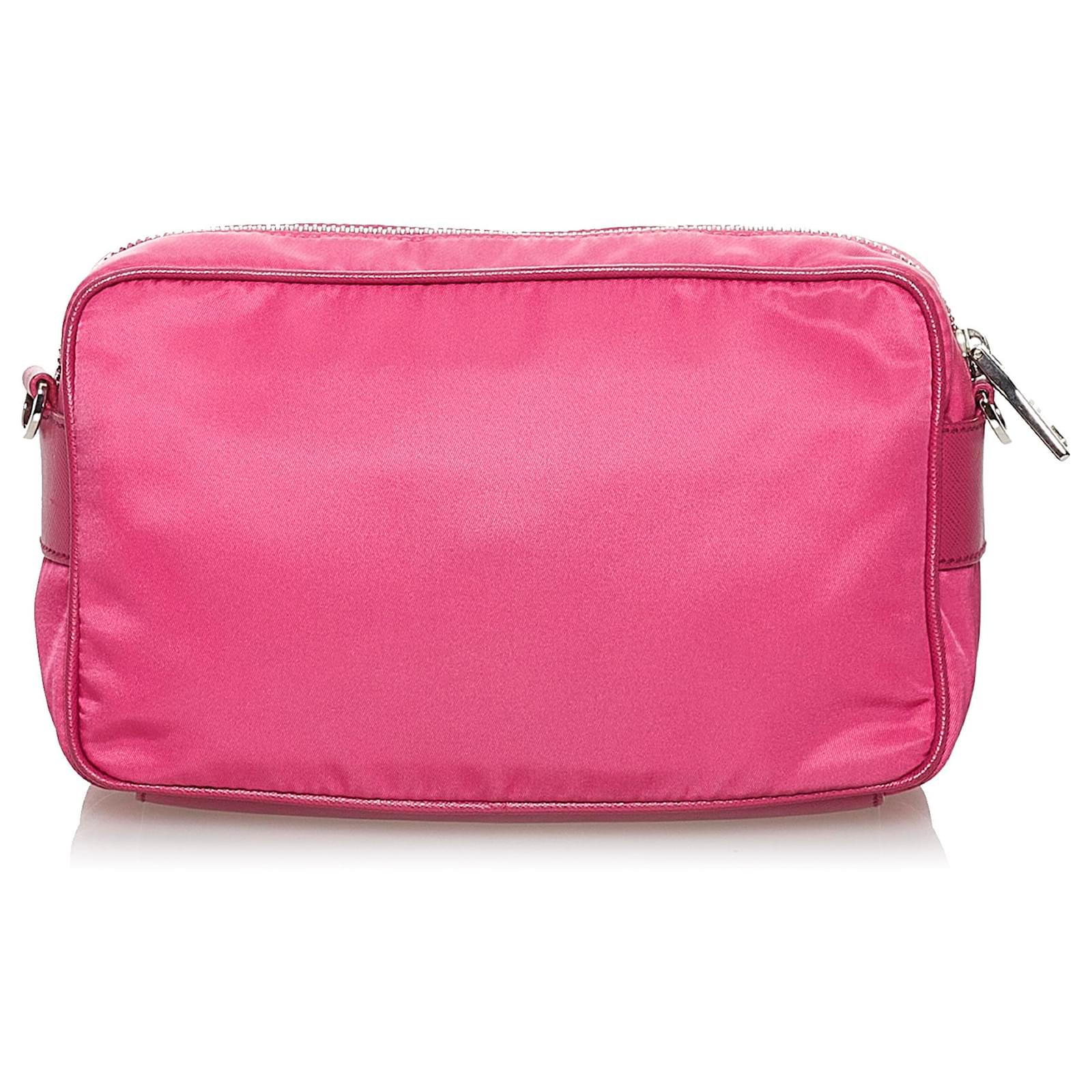 Prada Pink Tessuto Crossbody Bag Leather Pony-style calfskin Nylon