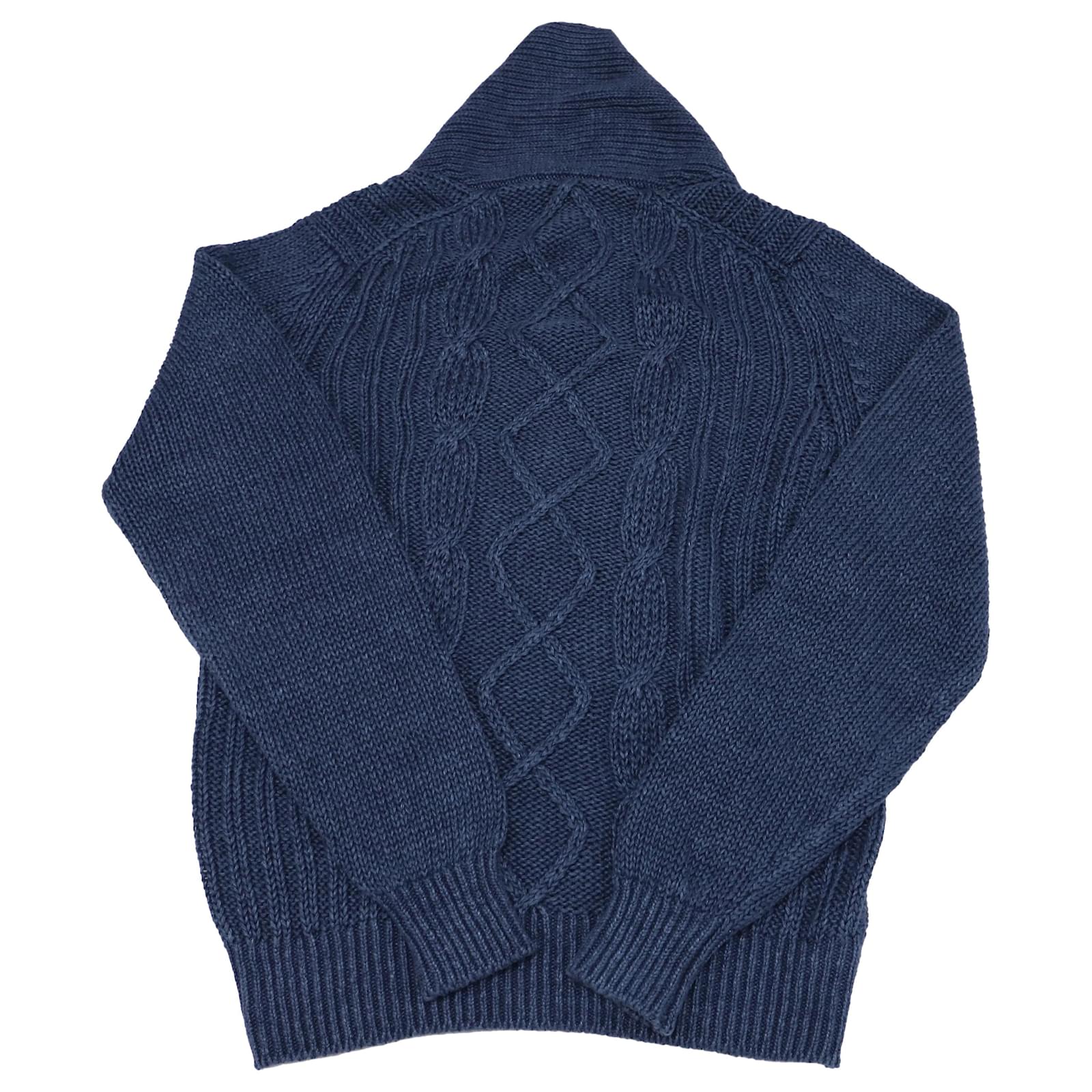 Loro Piana Ribbed V Neck Cable Knit Sweater in Blue Linen ref.522312 ...