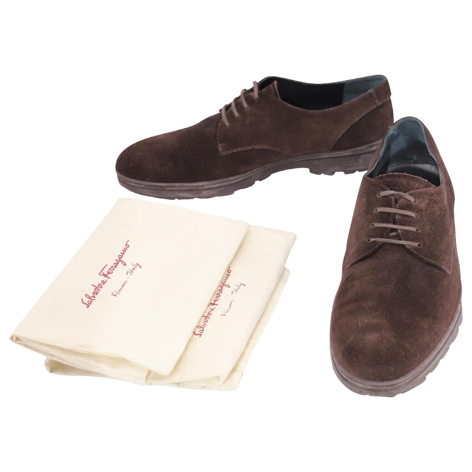 salvatore ferragamo brown suede shoes