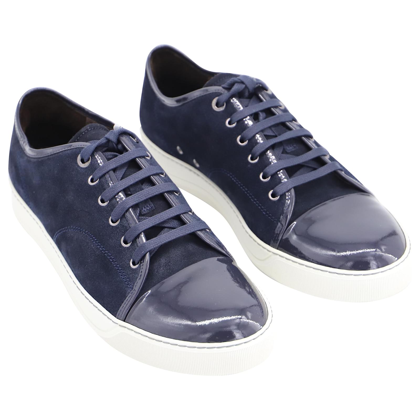 Lanvin DBB1 Patent Cap-Toe Sneakers in Blue Suede calf leather ref ...