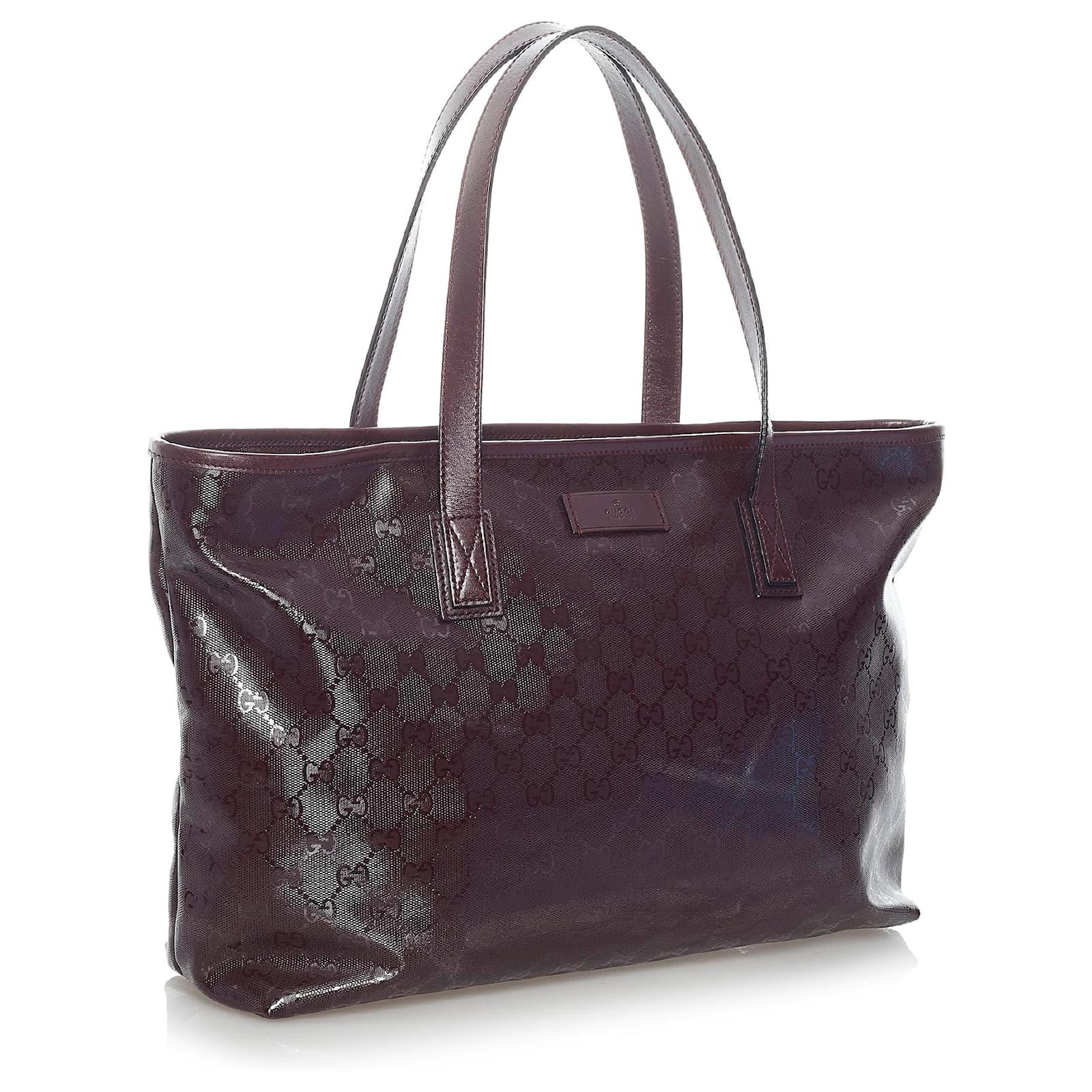 【COLOR iN ID】gate glossy shopper bag GUCCI GG Supreme Tote Bag PVC Leather Beige 211137 Auth
