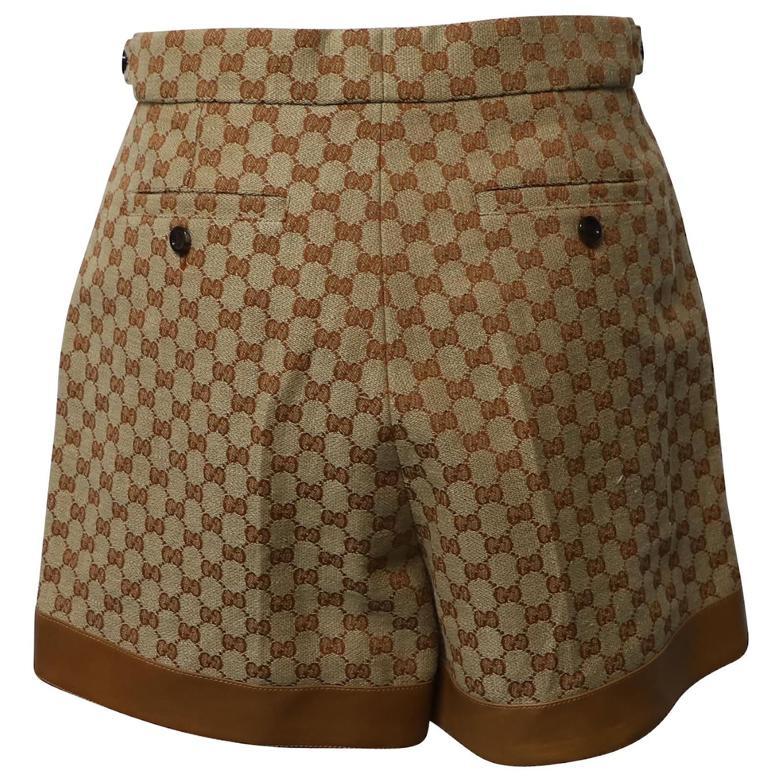 Pantaloncini Gucci GG Jacquard in lino marrone Biancheria ref.523336 - Joli  Closet