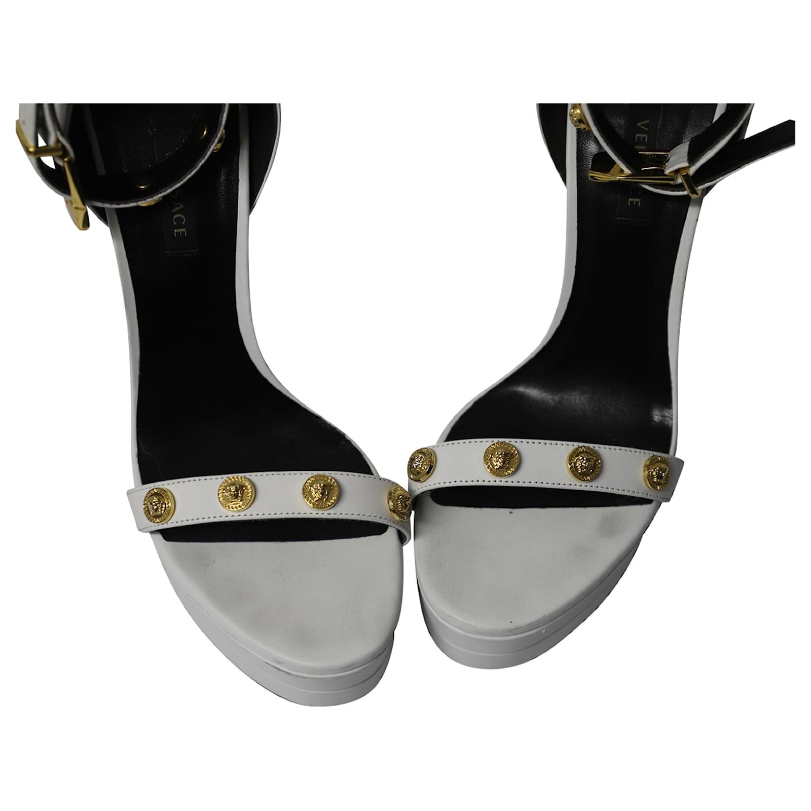 シューズ・サンダルその他 VERSACE Women Sandals 78VA3SQ1 71352L02 WHITE Versace White Sandals for Women for sale | eBay