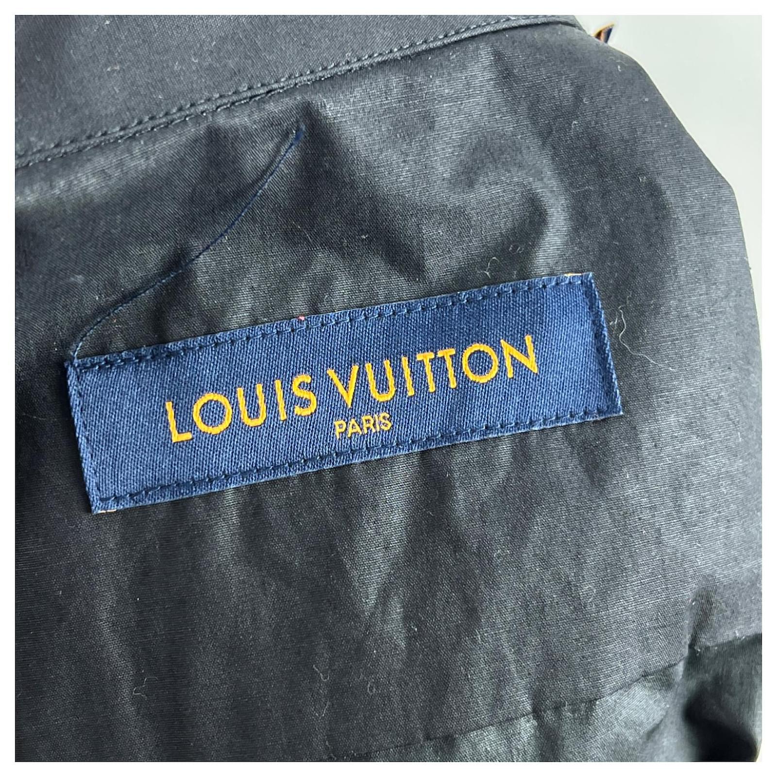 Louis Vuitton Camisa Hombre Algodón Negra Liso Arco Iris Bolsillo