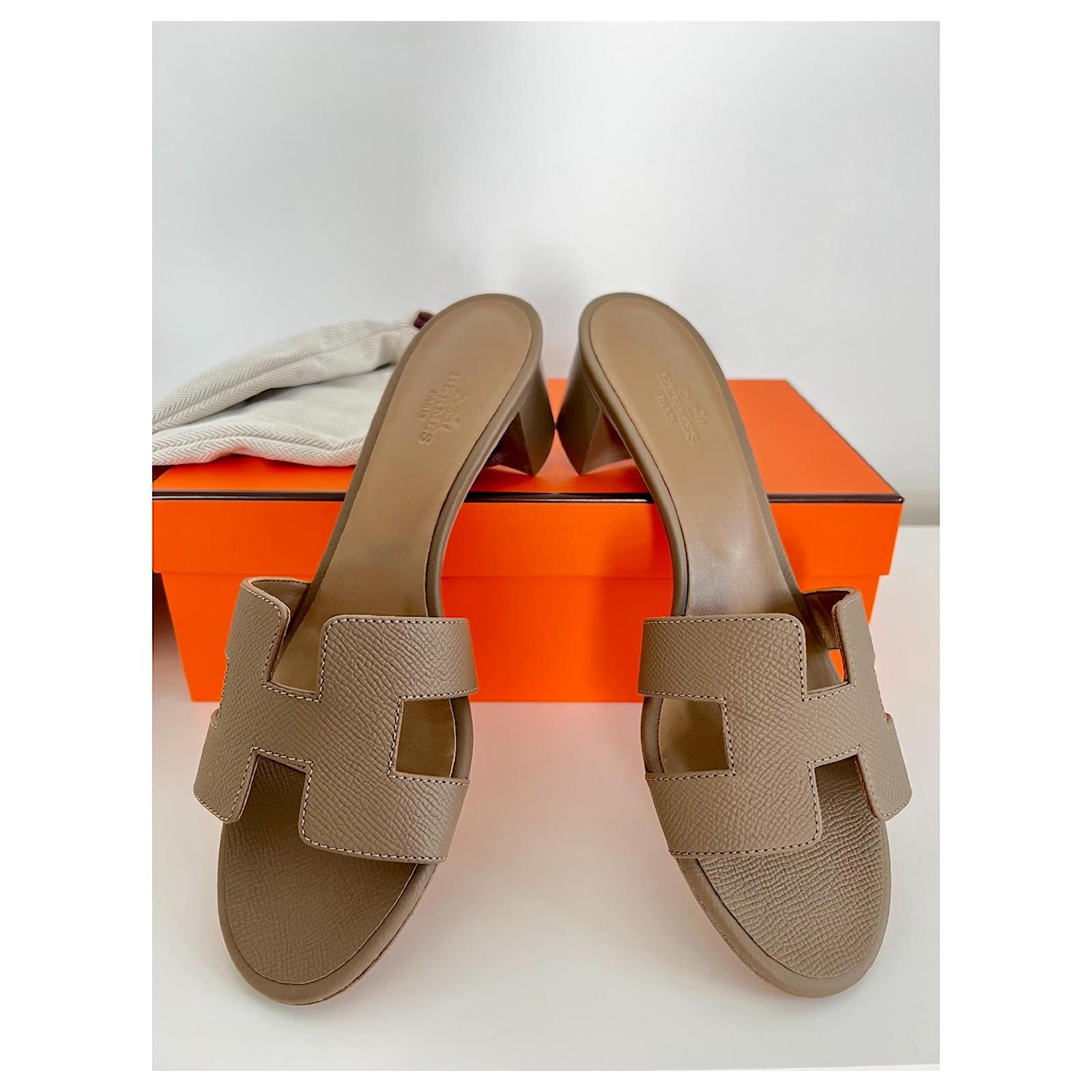 Shop HERMES Oasis Open Toe Casual Style Leather Logo Sandals (H141146Z  77360) by Bellaris