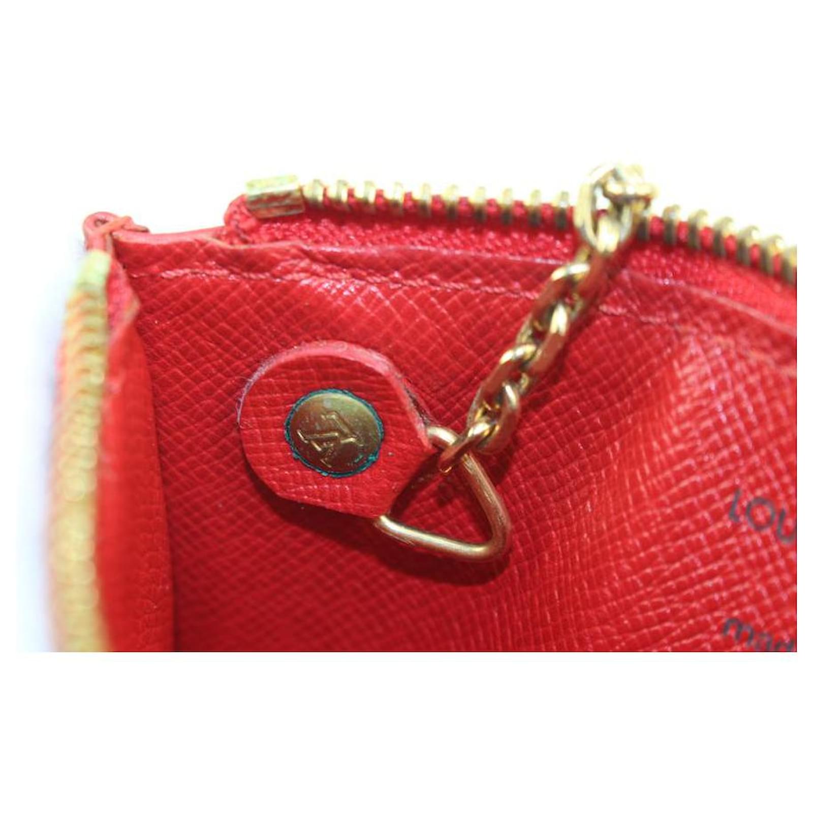 Louis Vuitton Red EPI Leather Key Pouch Pochette Cles 104lv33