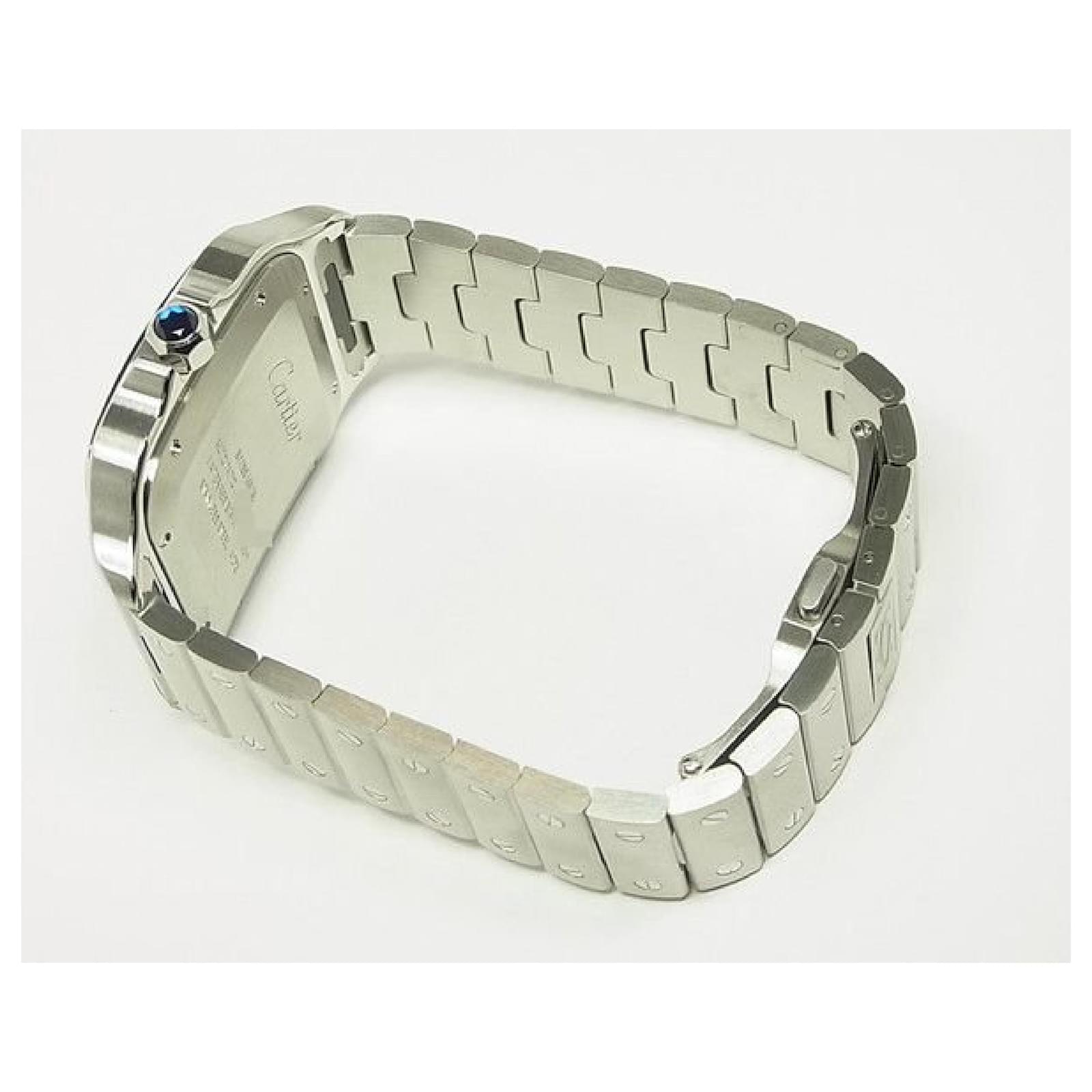 CARTIER Santos de LM blaues Zifferblatt unbenutzte Damenuhr Stahl