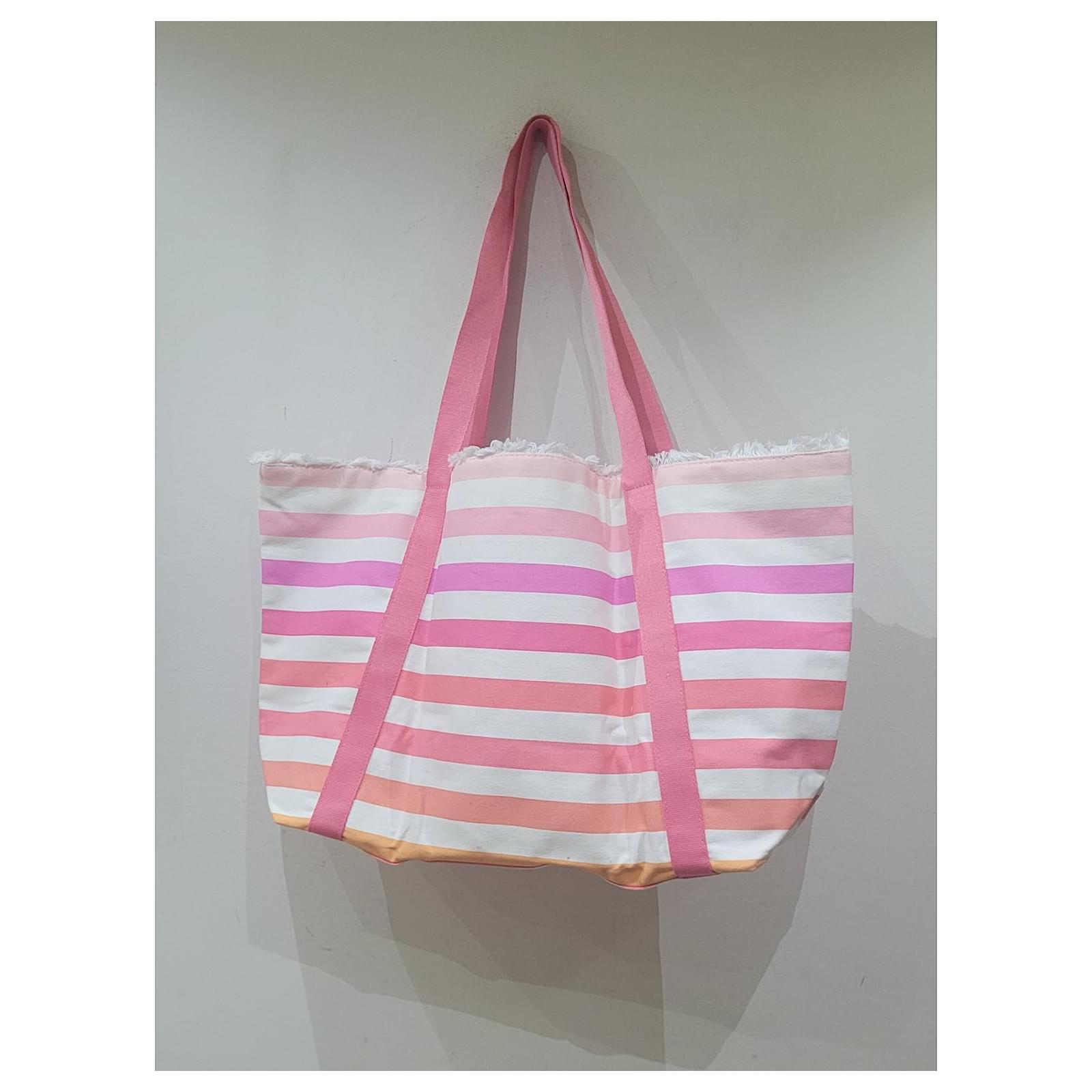 Autre Marque Victoria's Secret striped tote bag Pink White Cloth