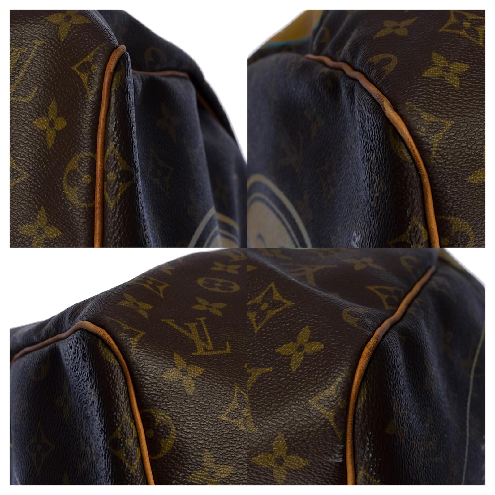Beautiful Louis Vuitton Keepall travel bag 55 cm in Monogram canvas  customized Cristal Roederer Vs Dom Pérignon Brown Cloth ref.525614 - Joli  Closet