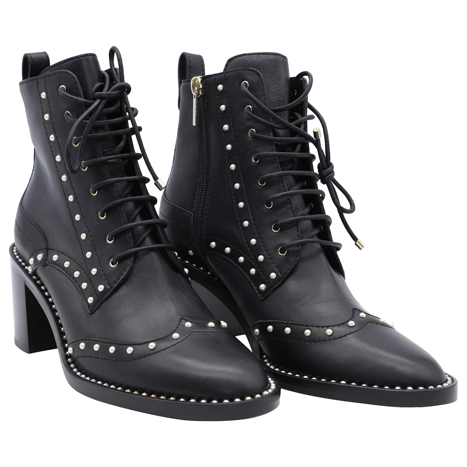 Jimmy Choo Hannah 65 Boots With Pearls in Black Leather ref.526351 Joli Closet