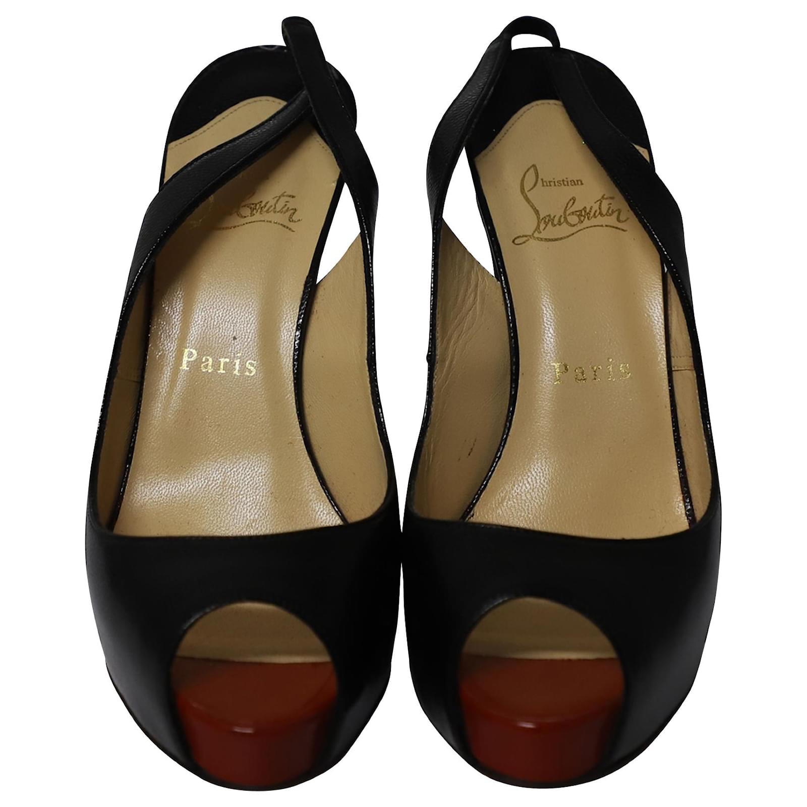 Christian Louboutin New Prive 120 Slingback Sandals in Black Leather ...