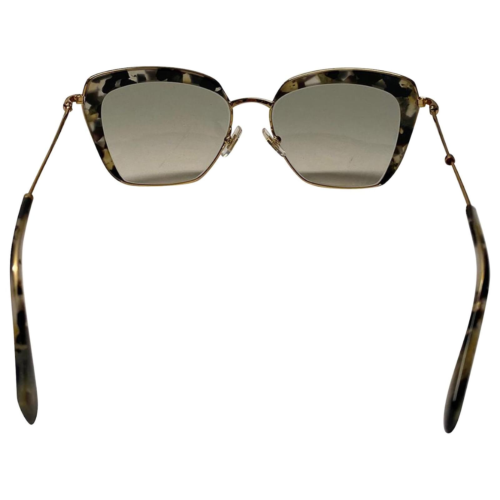 小物 Miu Miu SMU 52Q Cat Eye Sunglasses Miu Miu Gold Tone/Grey Tortoise Gradient SMU 52Q Cat Eye
