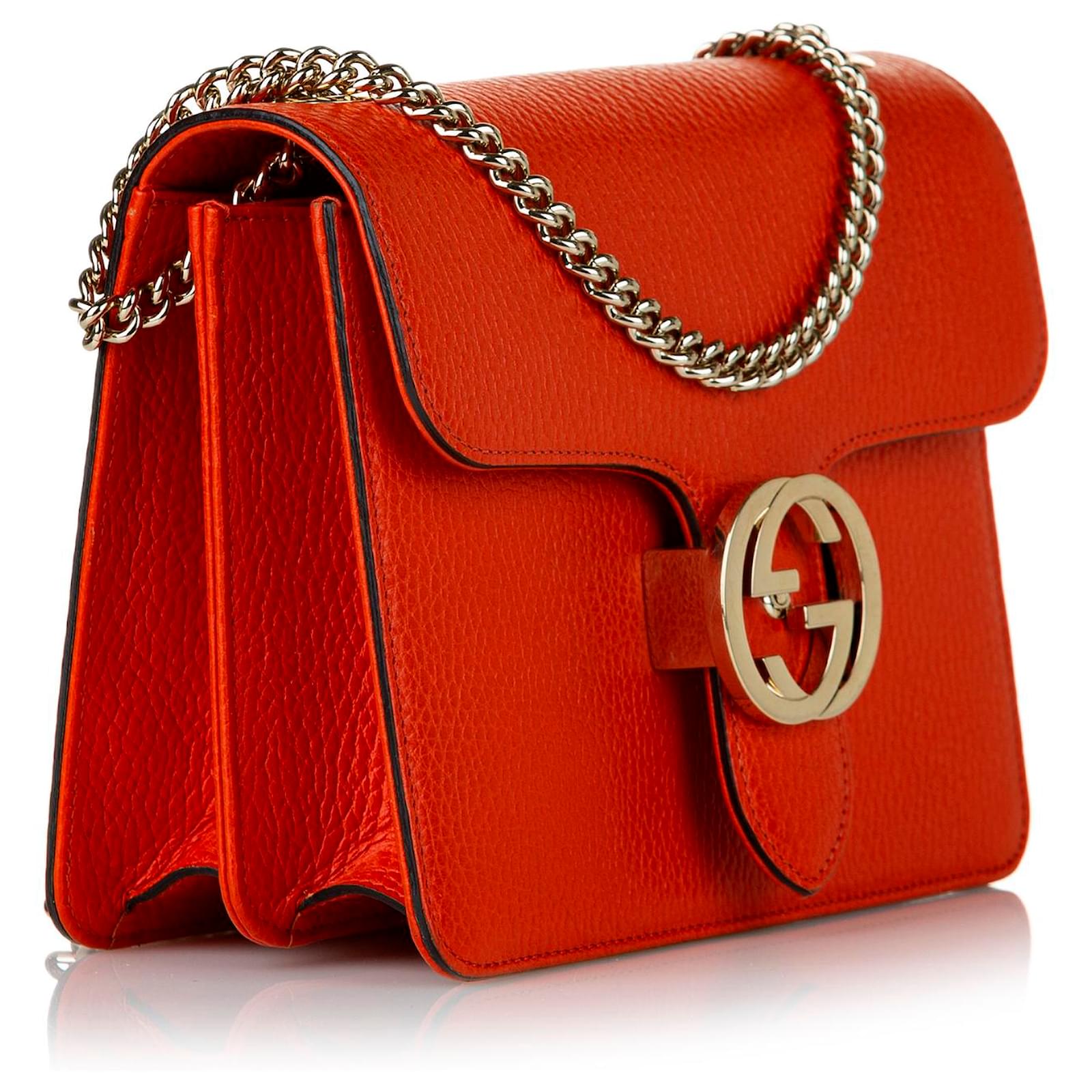 Gucci Red Interlocking G Leather Crossbody Bag Pony-style calfskin   - Joli Closet