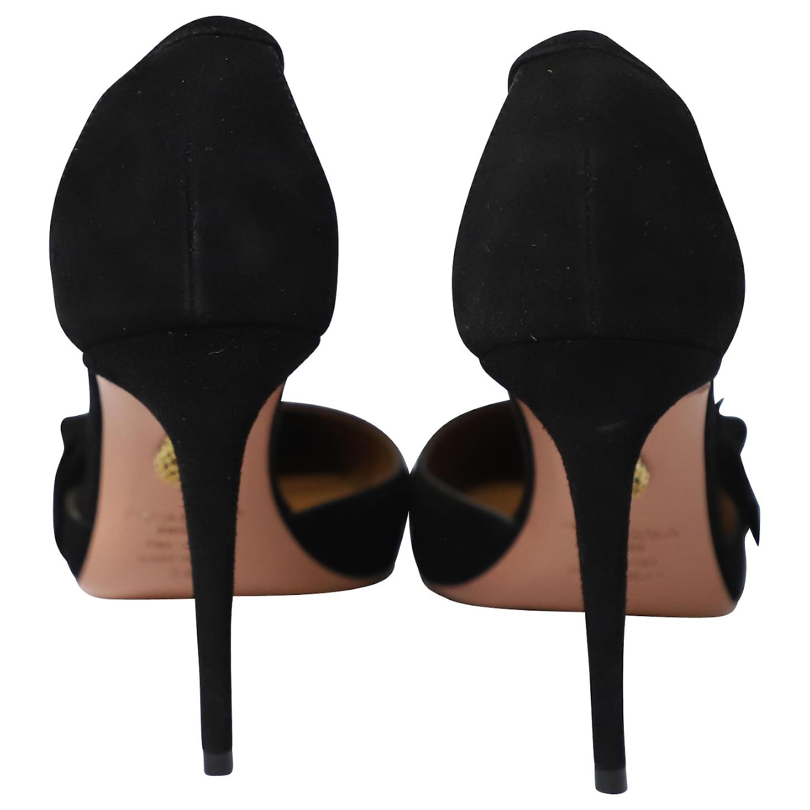 Aquazzura parisienne store bow suede pumps