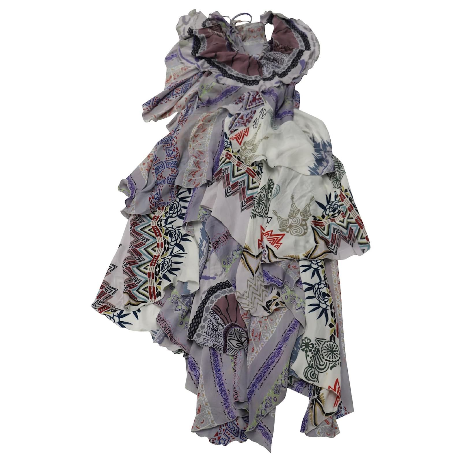 Etro Asymmetric Bead Embellished Printed Midi Dress in Multicolor Silk  Multiple colors ref.530686 - Joli Closet