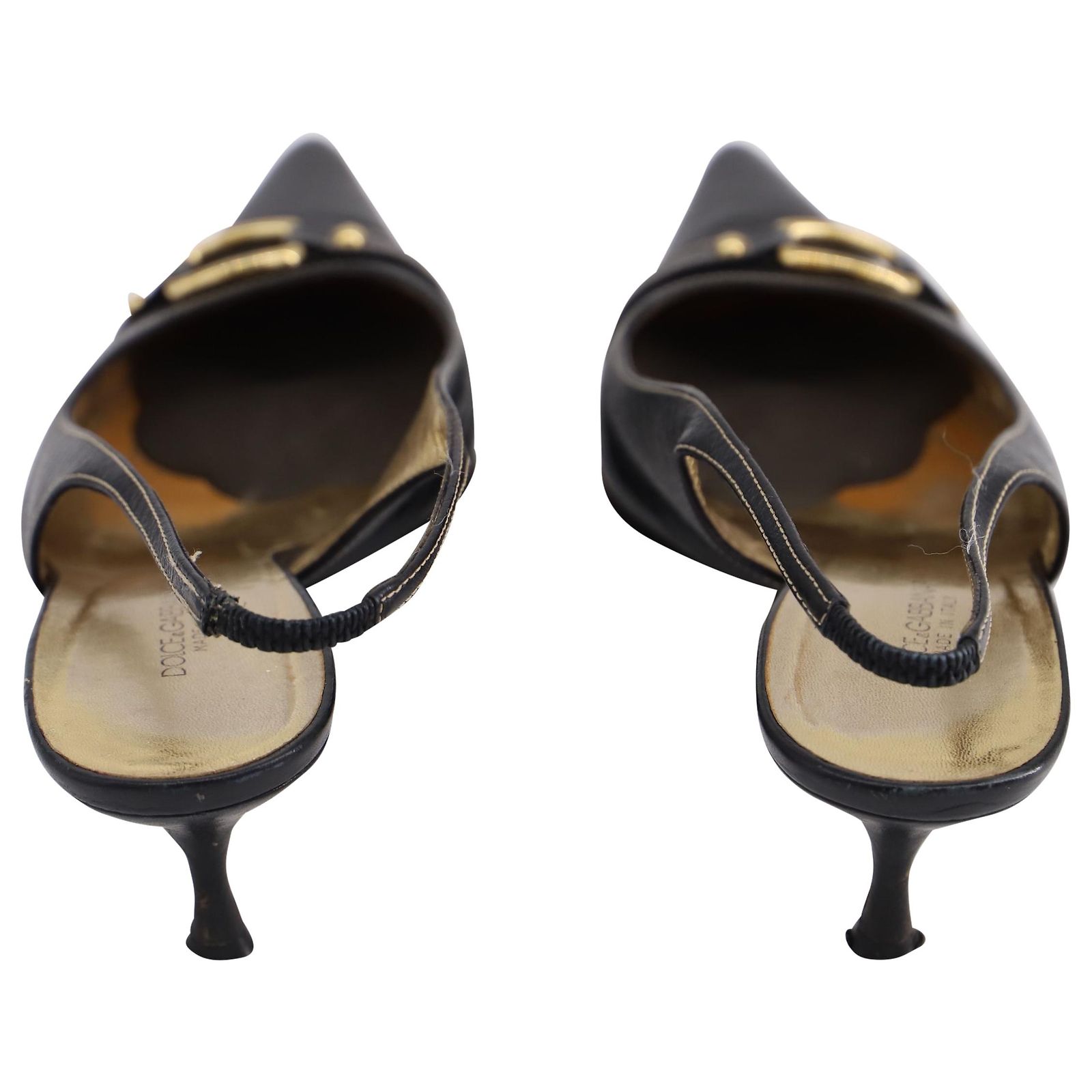 Talons Dolce & Gabbana Cuir Daim Noir Bout Ouvert Taille 7/37 - Occasion