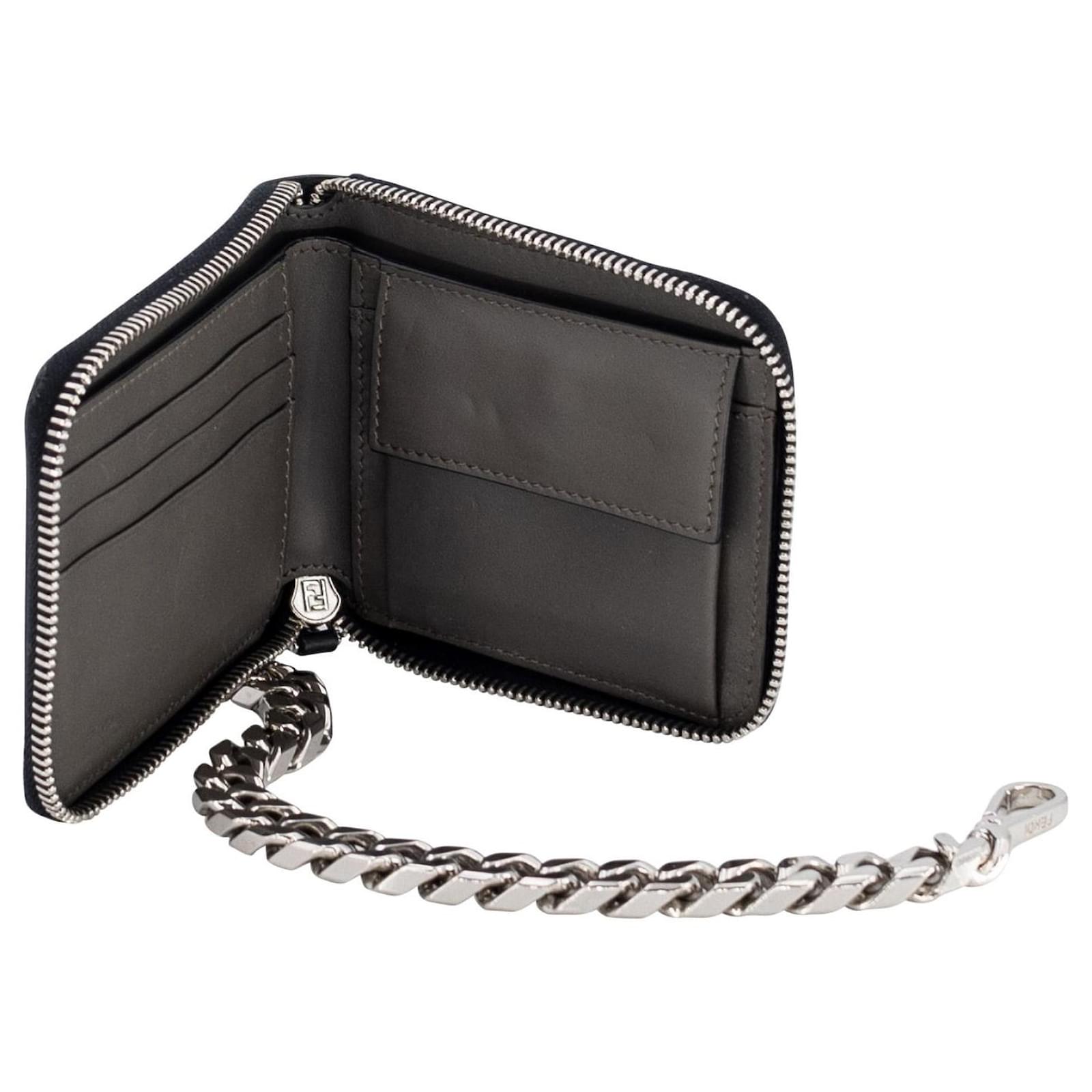 Fendi Monster wallet in black leather with chain ref.530762 - Joli