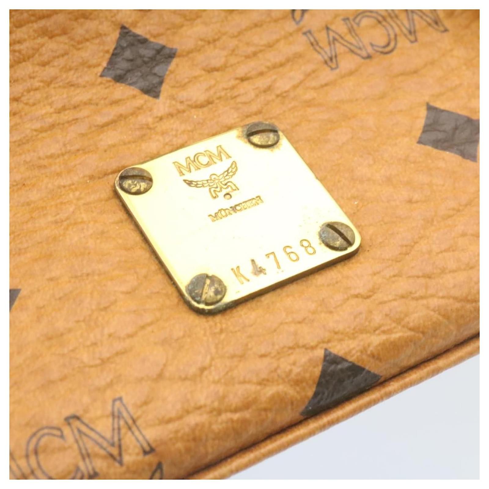 MCM Mini Kelly Vicetos Logogram Hand Bag PVC Leather Brown Auth