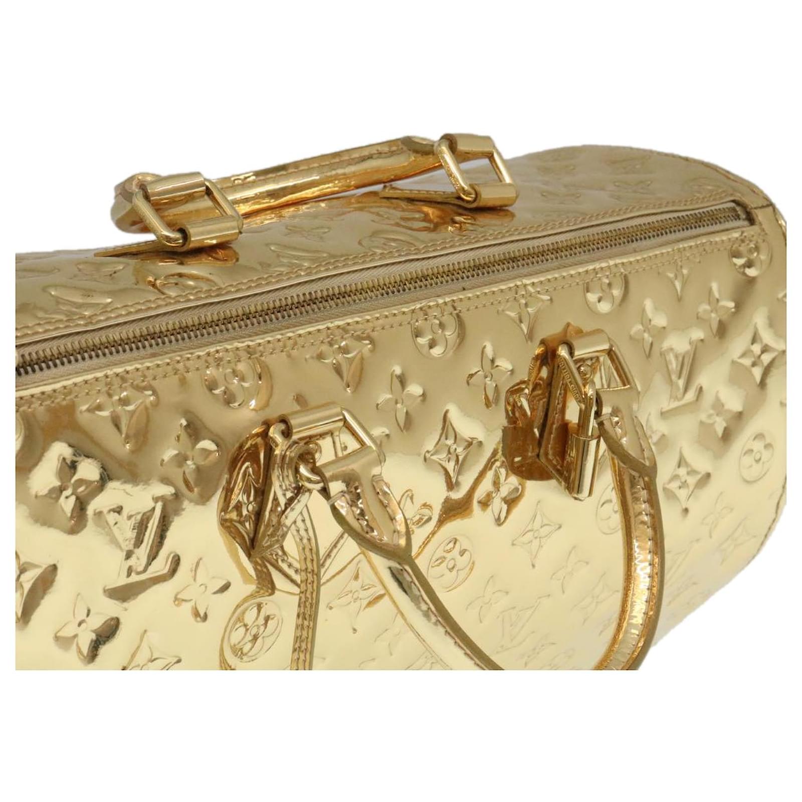 LOUIS VUITTON Monogram Miroir Speedy 35 Hand Bag Gold M95785 LV