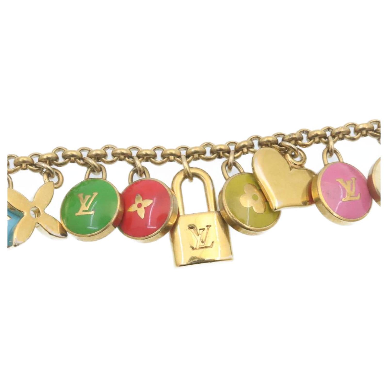 Auth LOUIS VUITTON Porte Cles Chaine Pastilles Bag Charm M65386 Gold  #W508014