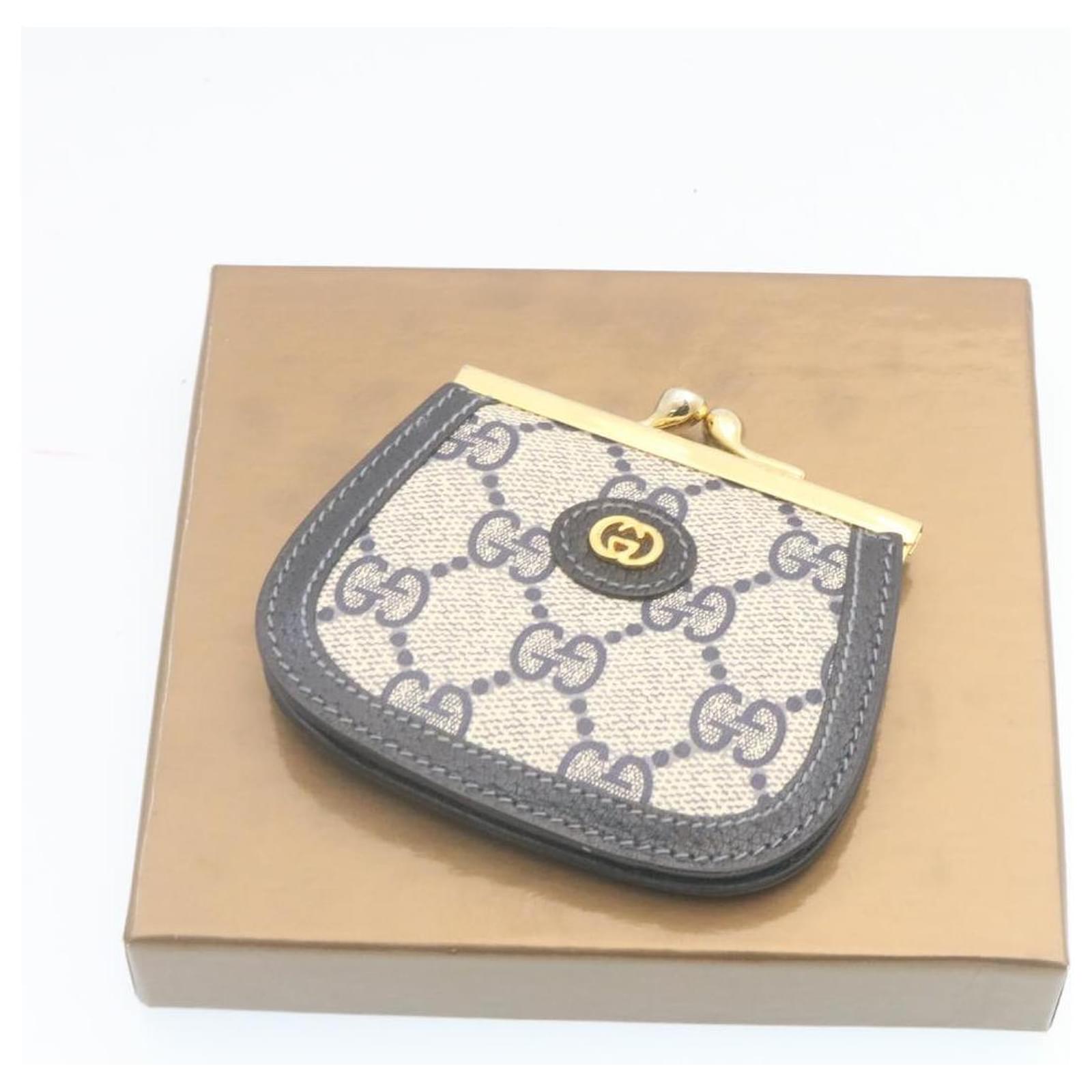 Gucci, Bags, Vintage Gucci Gg Kiss Lock Coin Purse Wallet Monogram Navy