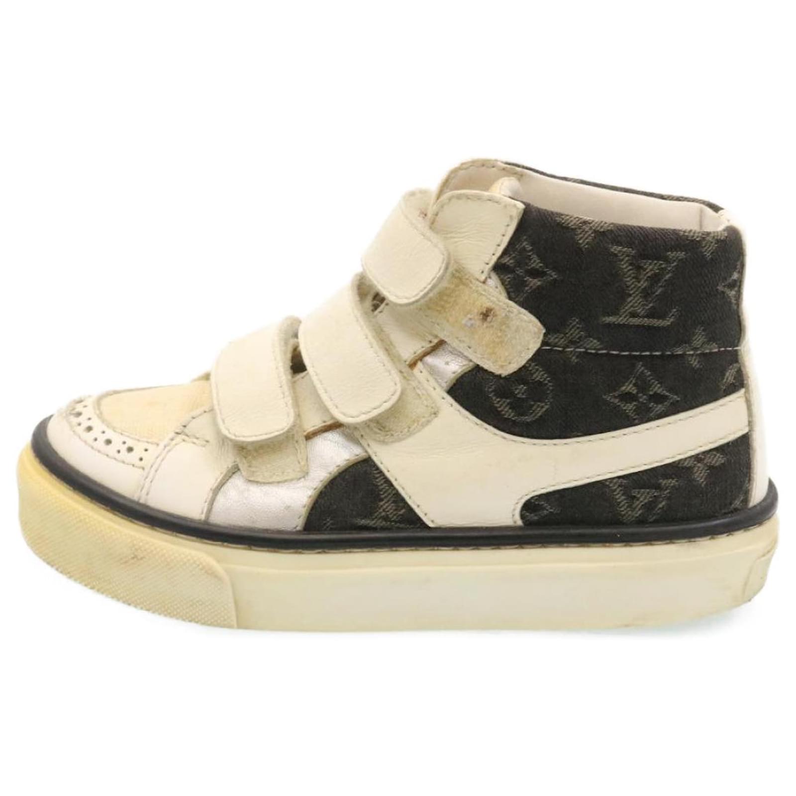 LOUIS VUITTON Monogram Sneakers Denim Kids Black White LV Auth hs704 Cloth  ref.533732 - Joli Closet