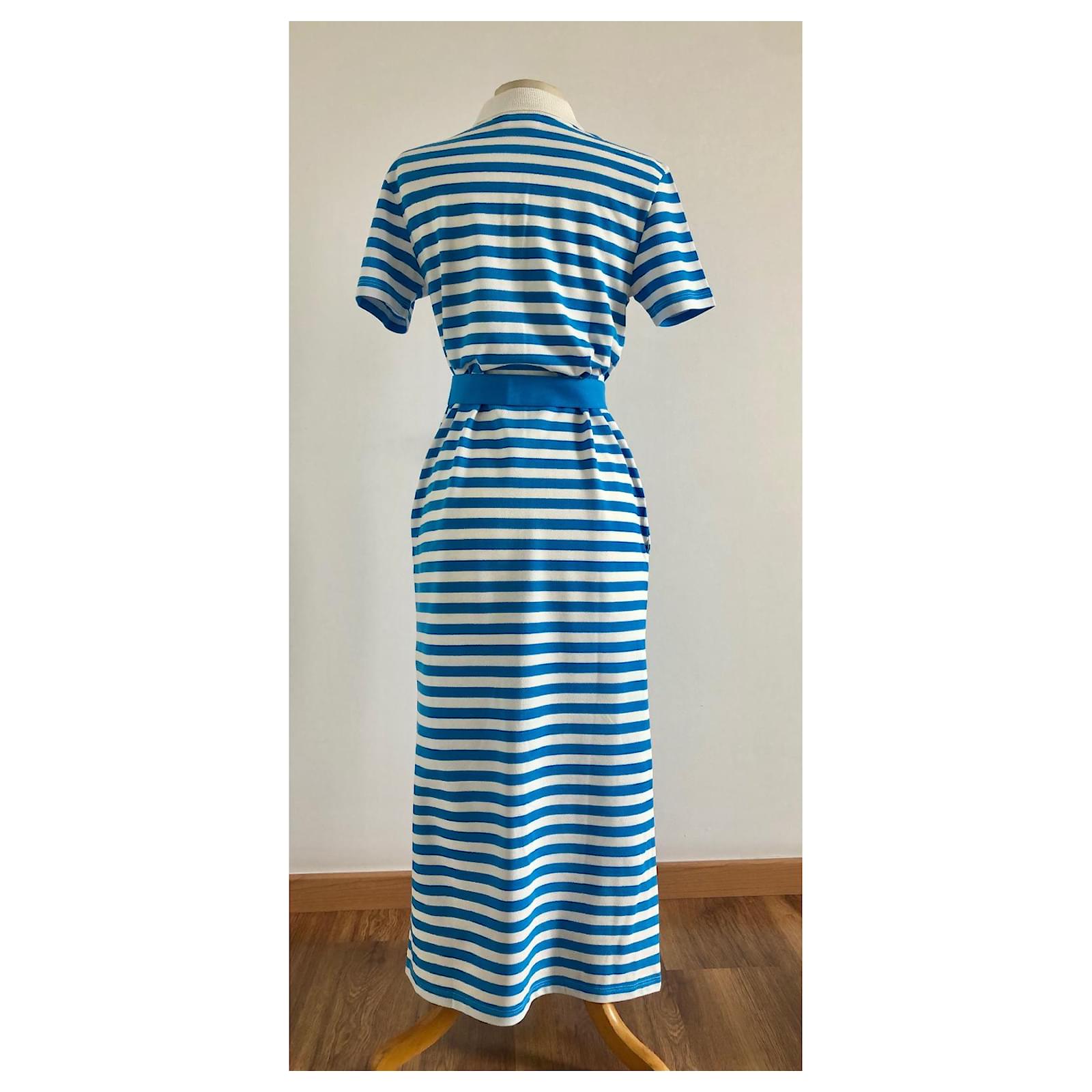 blue striped lacoste dress LACOSTE womens navy blue dress size 32 or XXS Striped polo neck casual H13