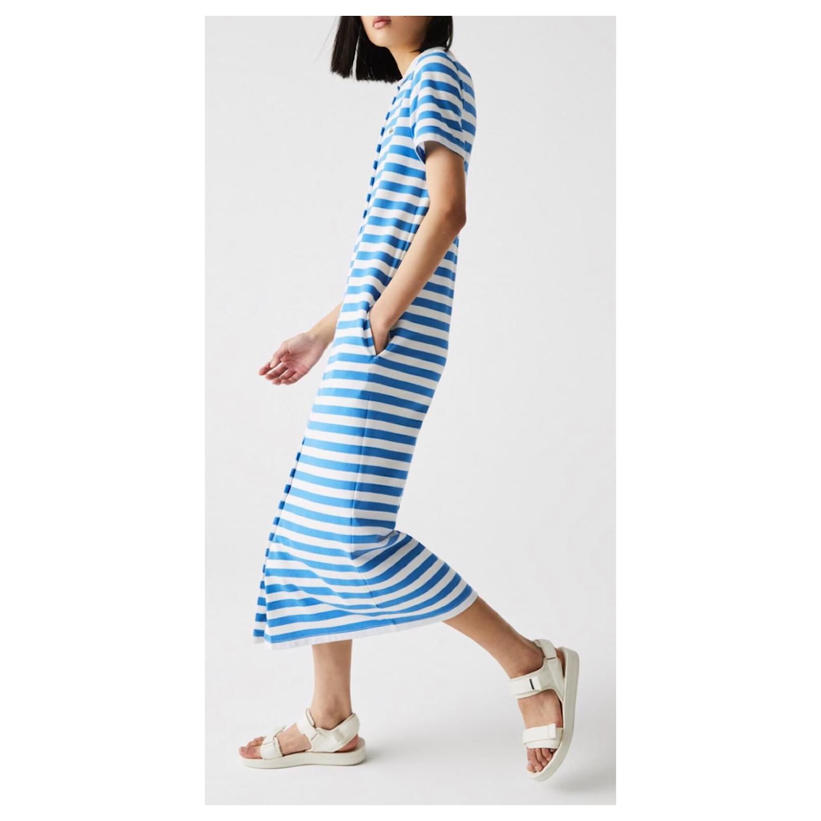 Lacoste Dresses White Blue Light blue Cotton ref.JC534959 (Sold) - Joli  Closet