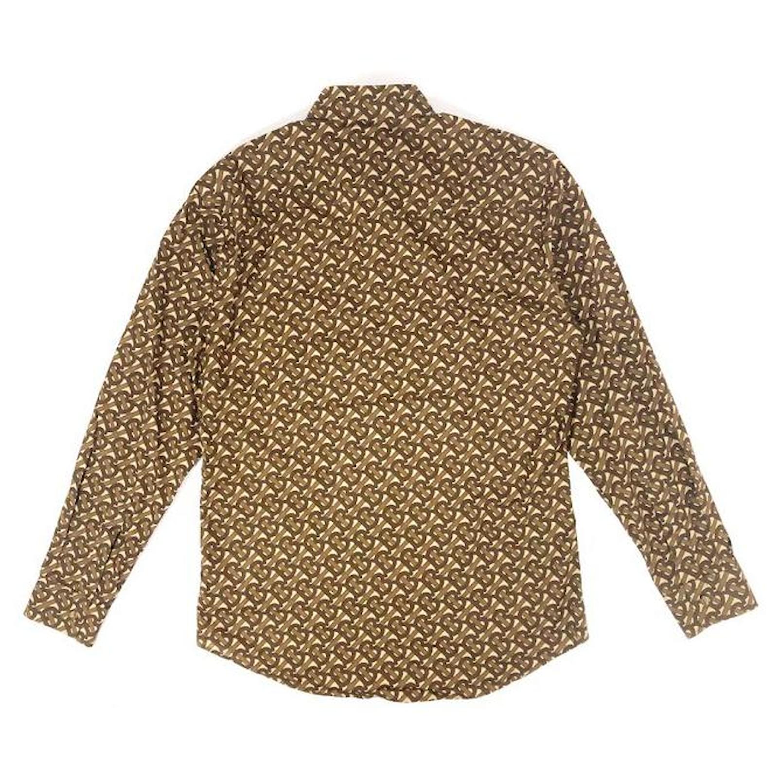 Used] BURBERRY Burberry Long-sleeved monogram print shirt brown cotton men  ref.535220 - Joli Closet