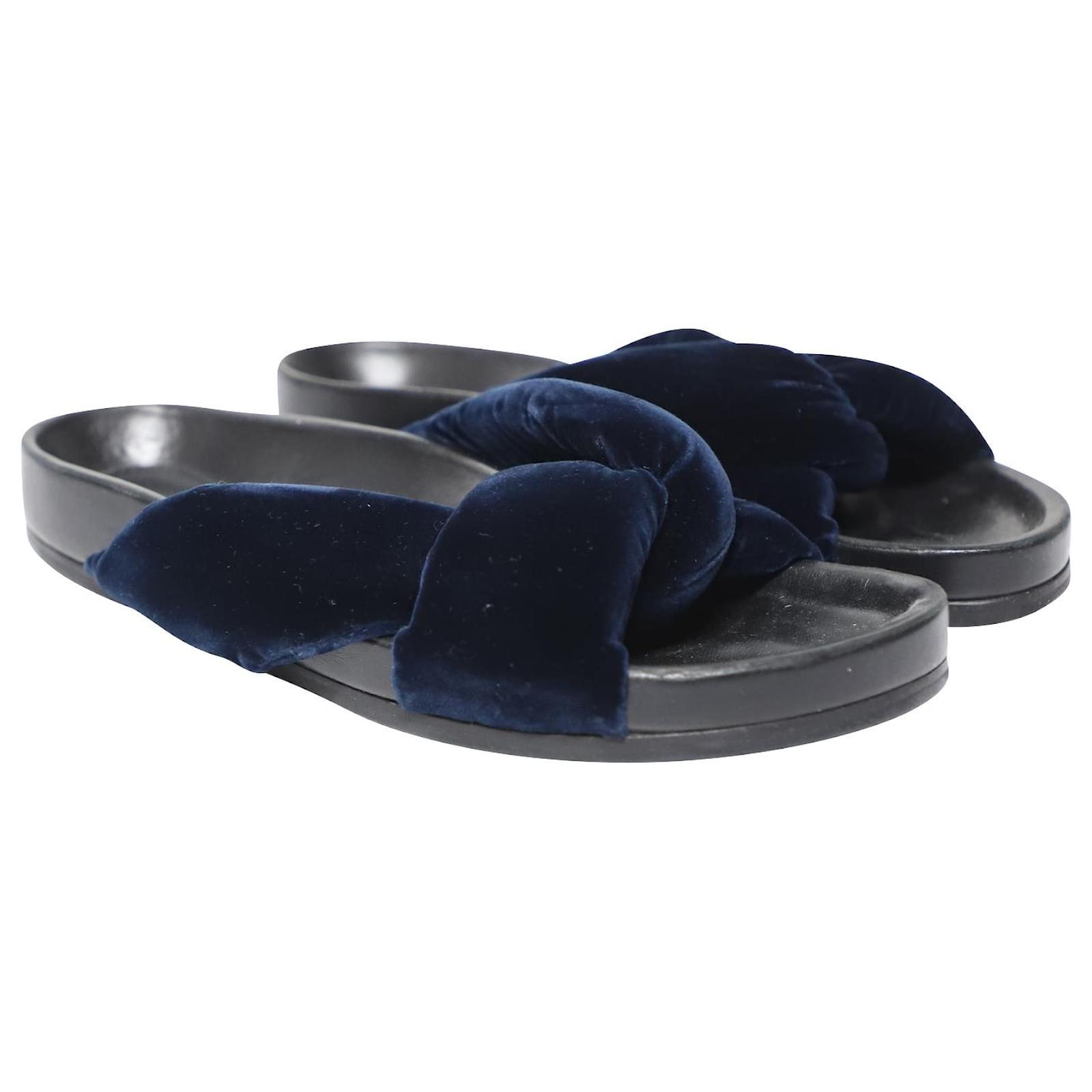 Chlo Chloe Nolan Slides Sandals in Blue Velvet ref.535527 Joli