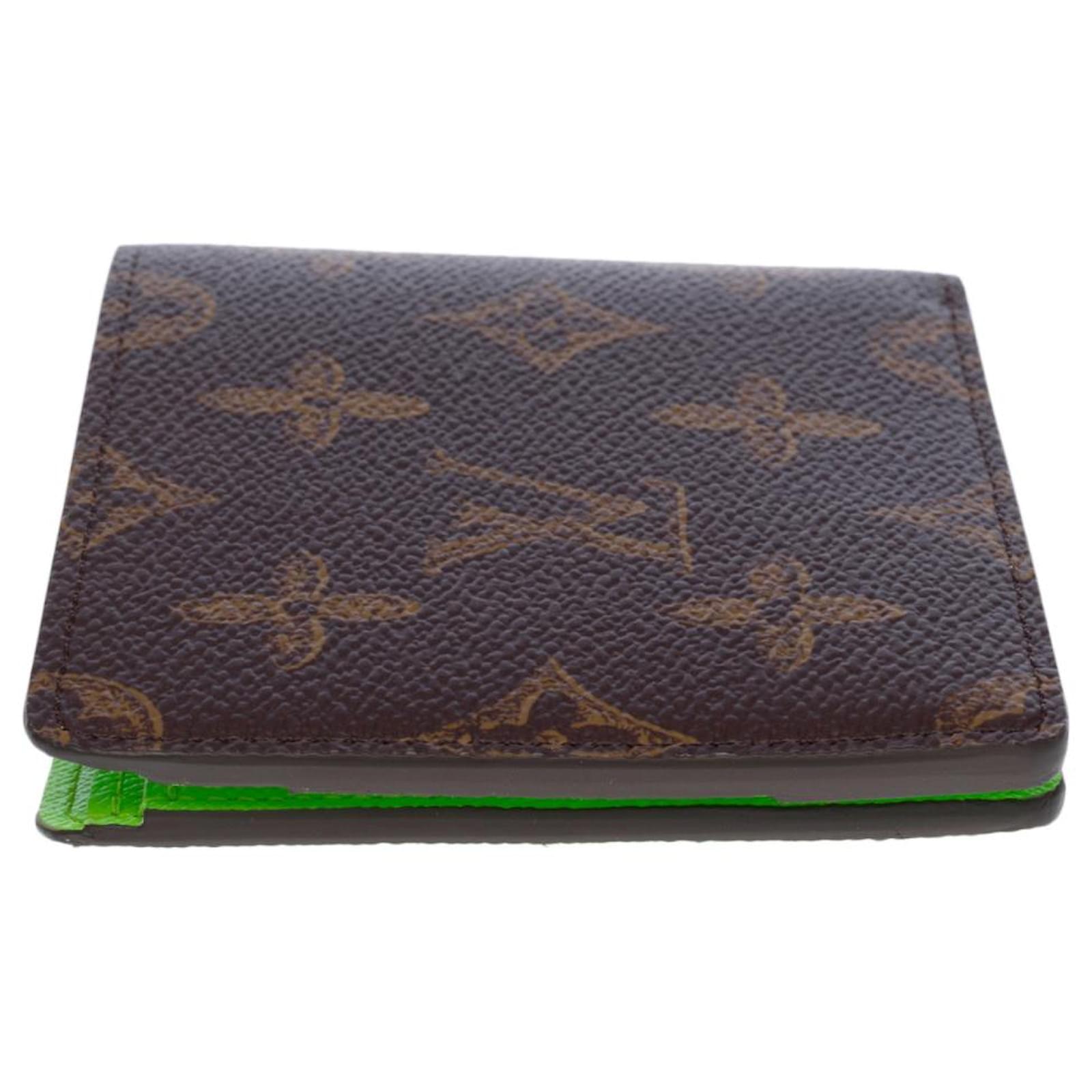 New-Virgil Abloh FW 2022-Multiple Wallet N°7 in brown canvas an green  leather at 1stDibs