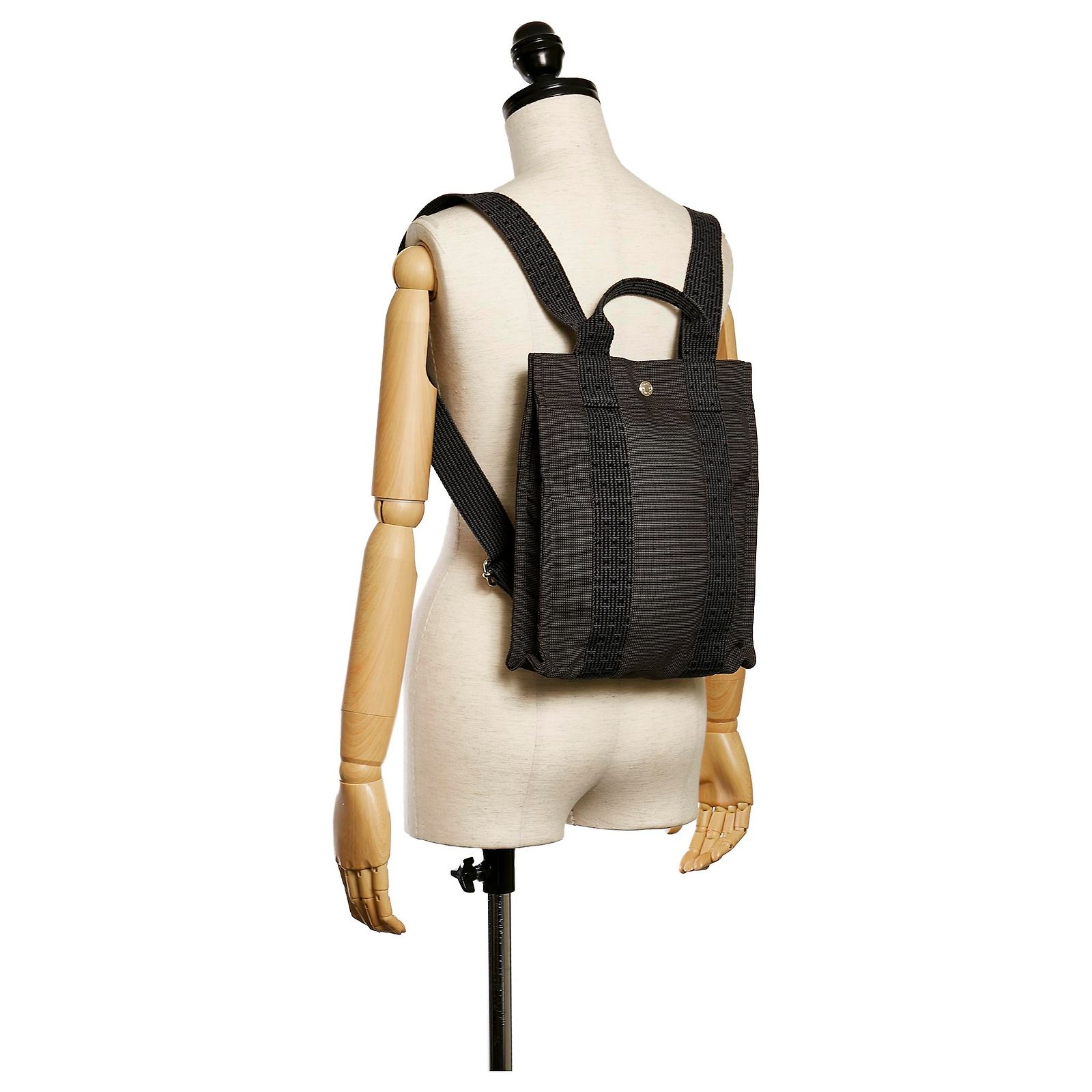 Hermès Authenticated Herline Canvas Backpack PM In Gray Hermès Hermes Herline Ad MM Canvas Backpack H Logo Gray  main image 4
