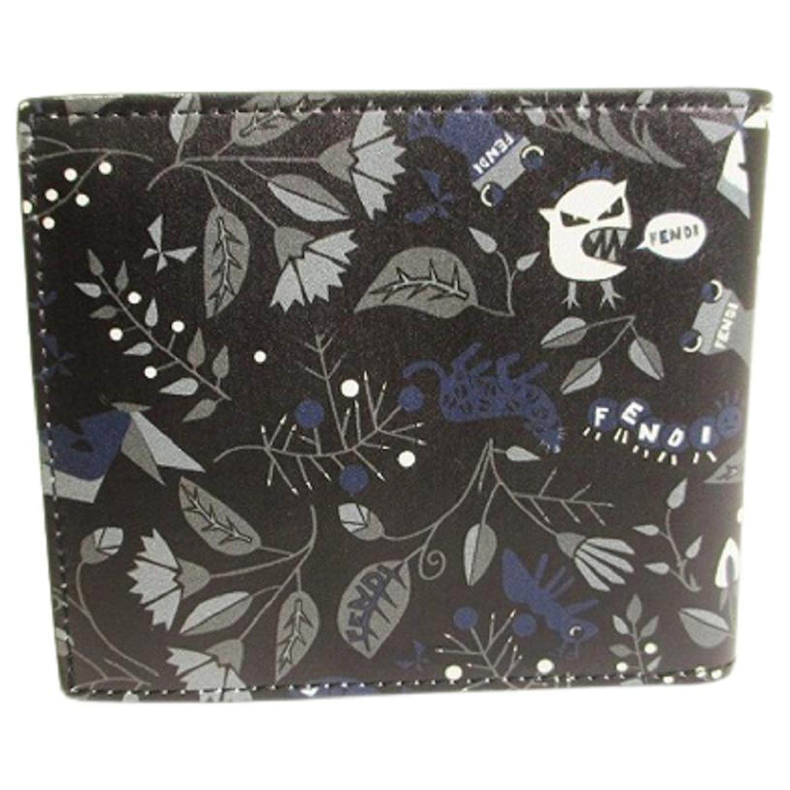 Fendi Blue And Black Bag Bugs Card Holder for Men