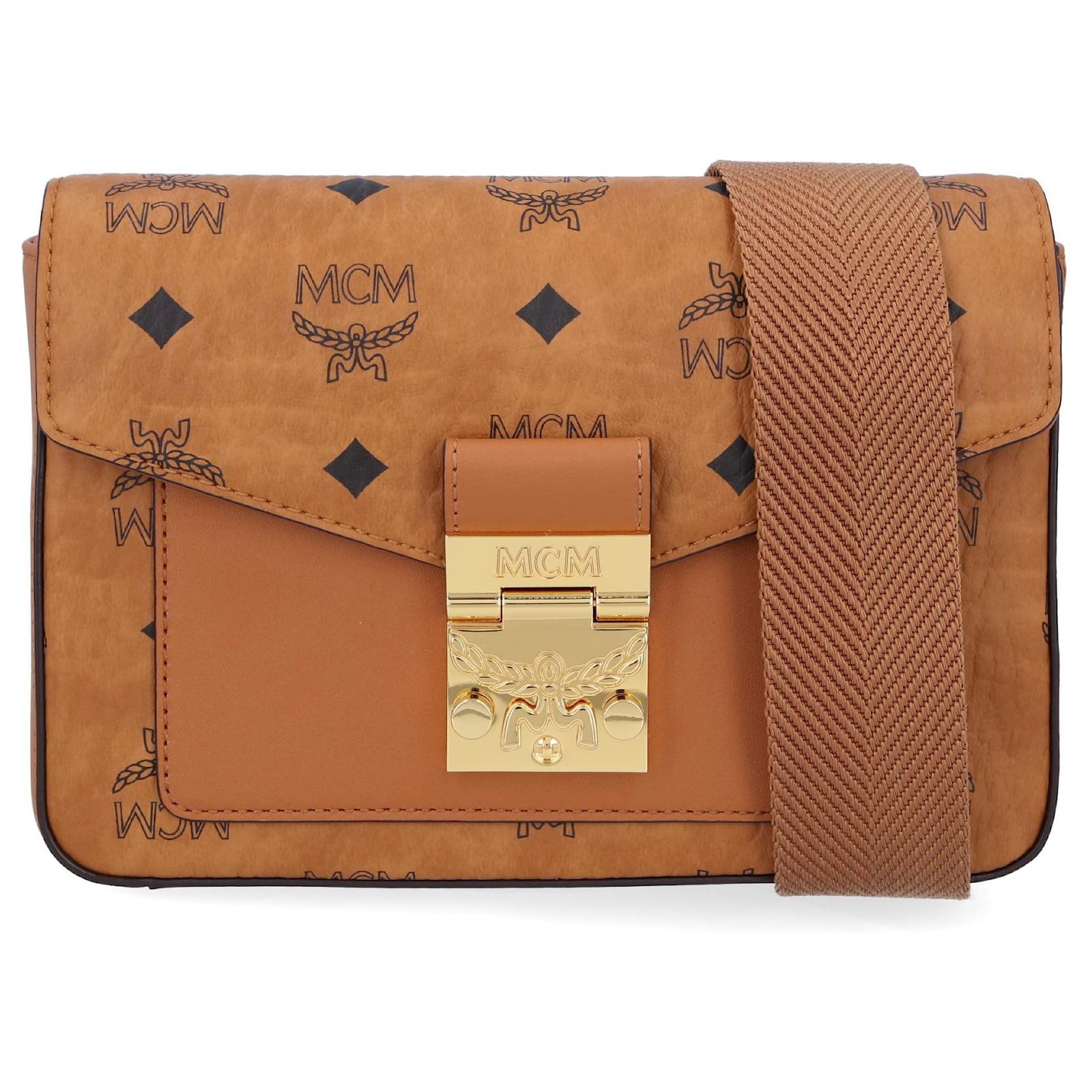 MCM Women Millie Crossbody In Visetos Brown Cloth ref.537009 Joli Closet