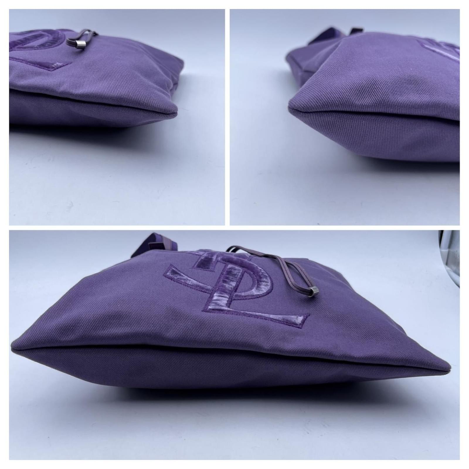 Yves Saint Laurent Purple Canvas Logo Kahala Tote Shopping Bag