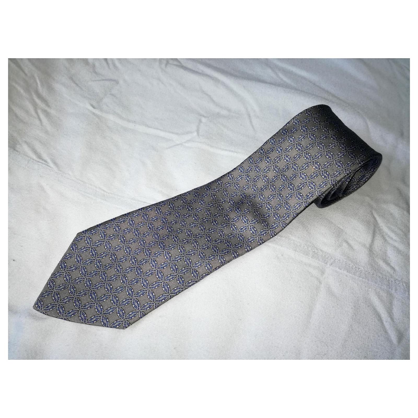 Hermès HERMES Paris 7092 OA Silk Cravatte Necktie France Blue Grey ref ...
