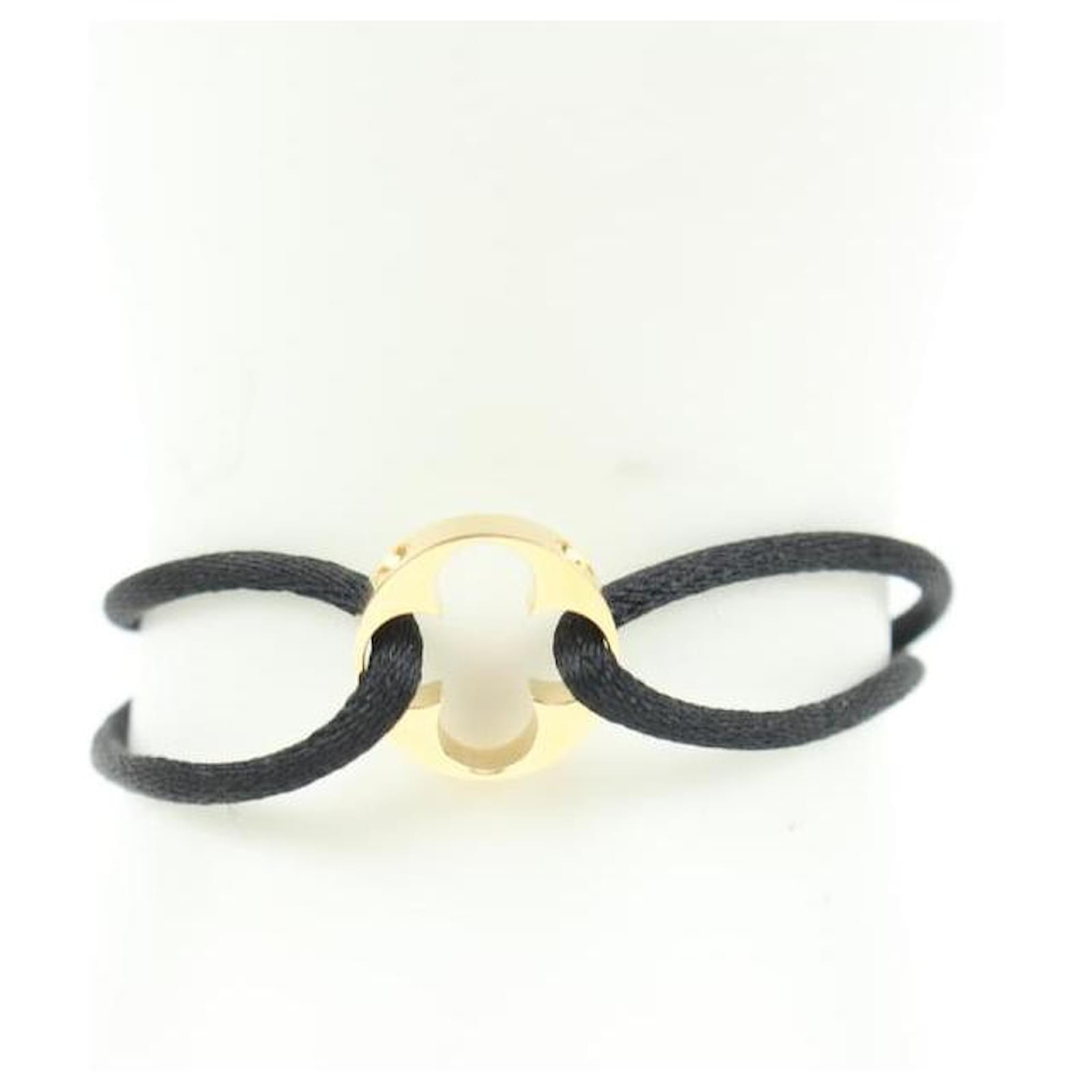 Louis Vuitton Black Cord 18K White Gold Empreinte Bracelet - Yoogi's Closet