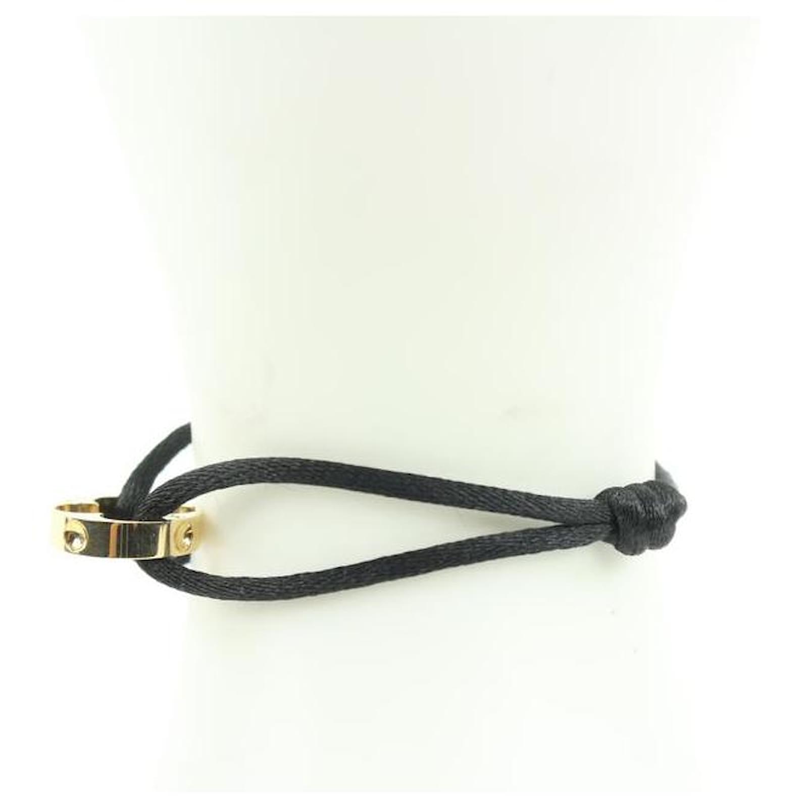 Louis Vuitton Black Cord Yellow 18k Gold Empreinte Bracelet White gold  ref.538104 - Joli Closet