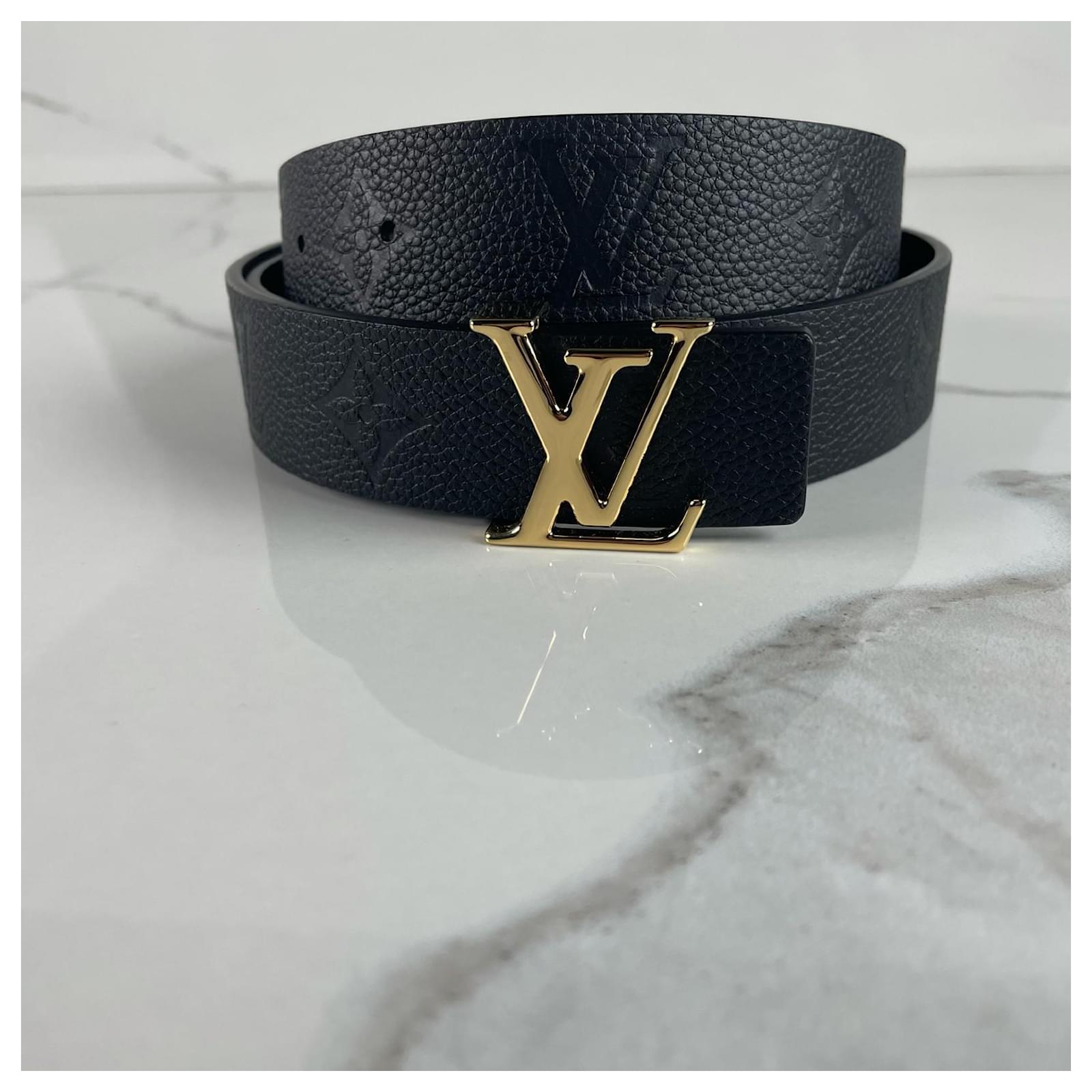 Louis Vuitton Cintura in pelle reversibile nera e dorata Nero ref