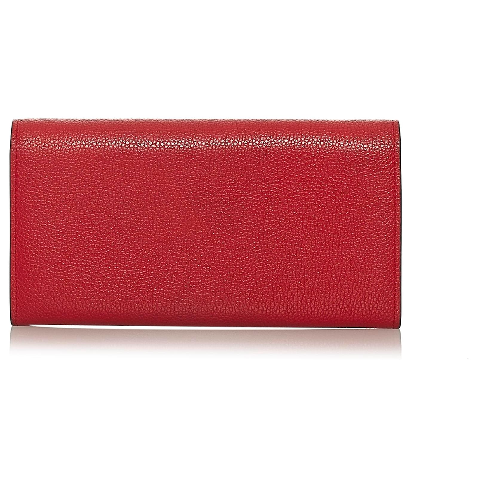 Louis Vuitton Red Double V Wallet Brown Leather Cloth Pony-style