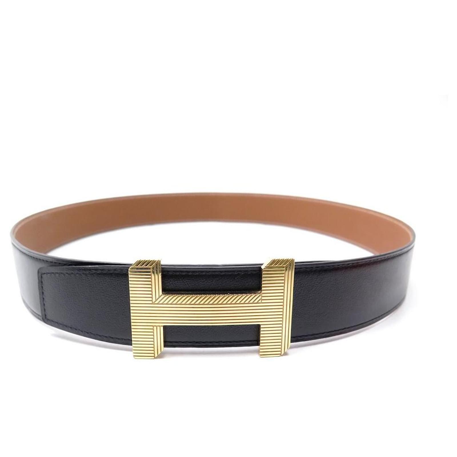 HERMES レザー ベルト ブラック/イエロー 70 VINTAGE HERMES/エルメス】 H belt 70（ベルト）｜DECOUVERTE