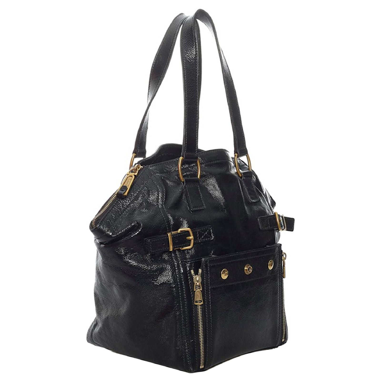 Yves Saint Laurent YSL Black Downtown Leather Tote Bag Pony-style ...